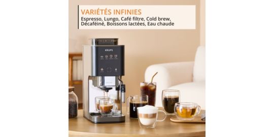 Expresso Broyeur KRUPS Coffee Crush Experience, Machine à café à grains ultra compacte SA403BE0
