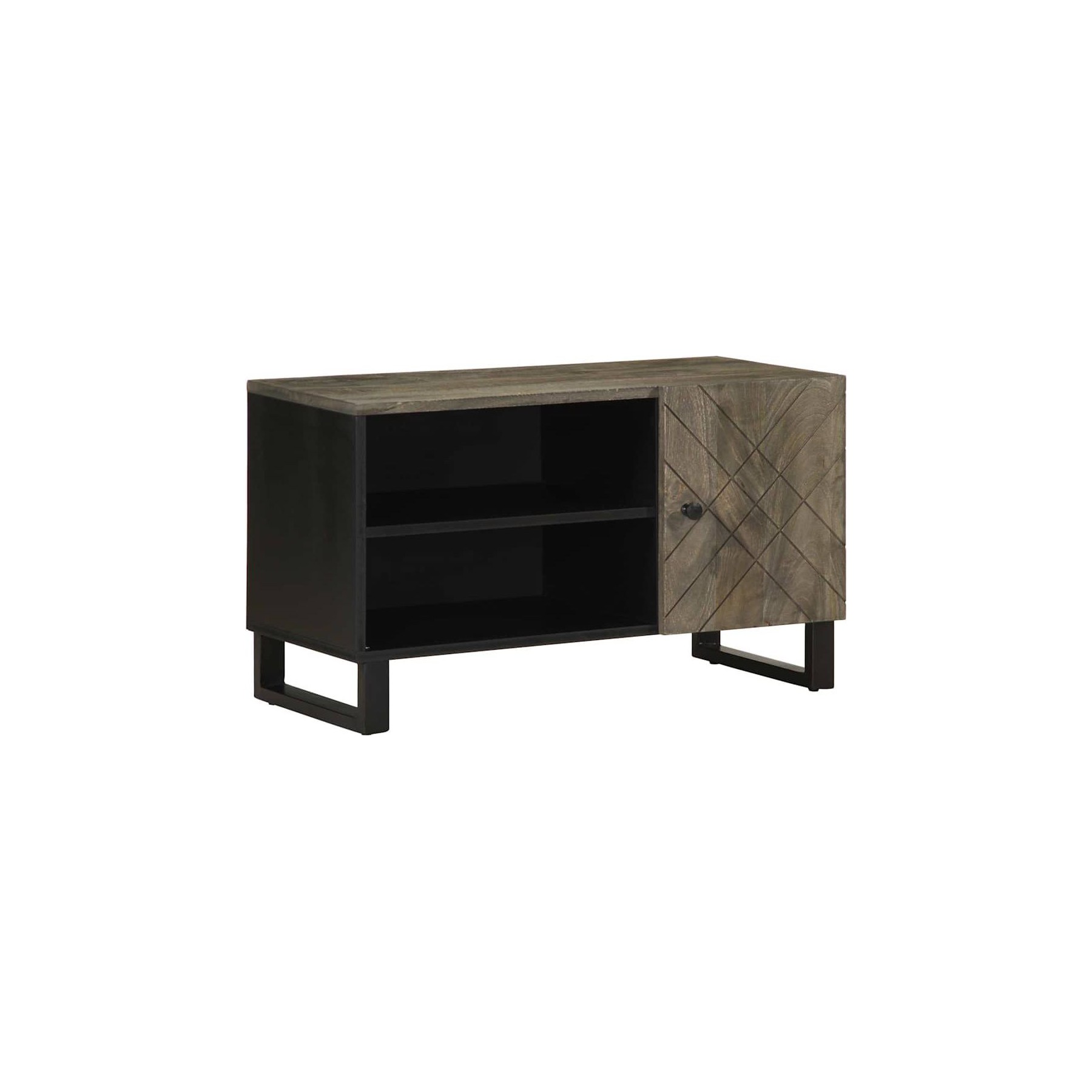 Meuble TV HELLOSHOP26 Meuble TV noir moderne rangement pratiqu