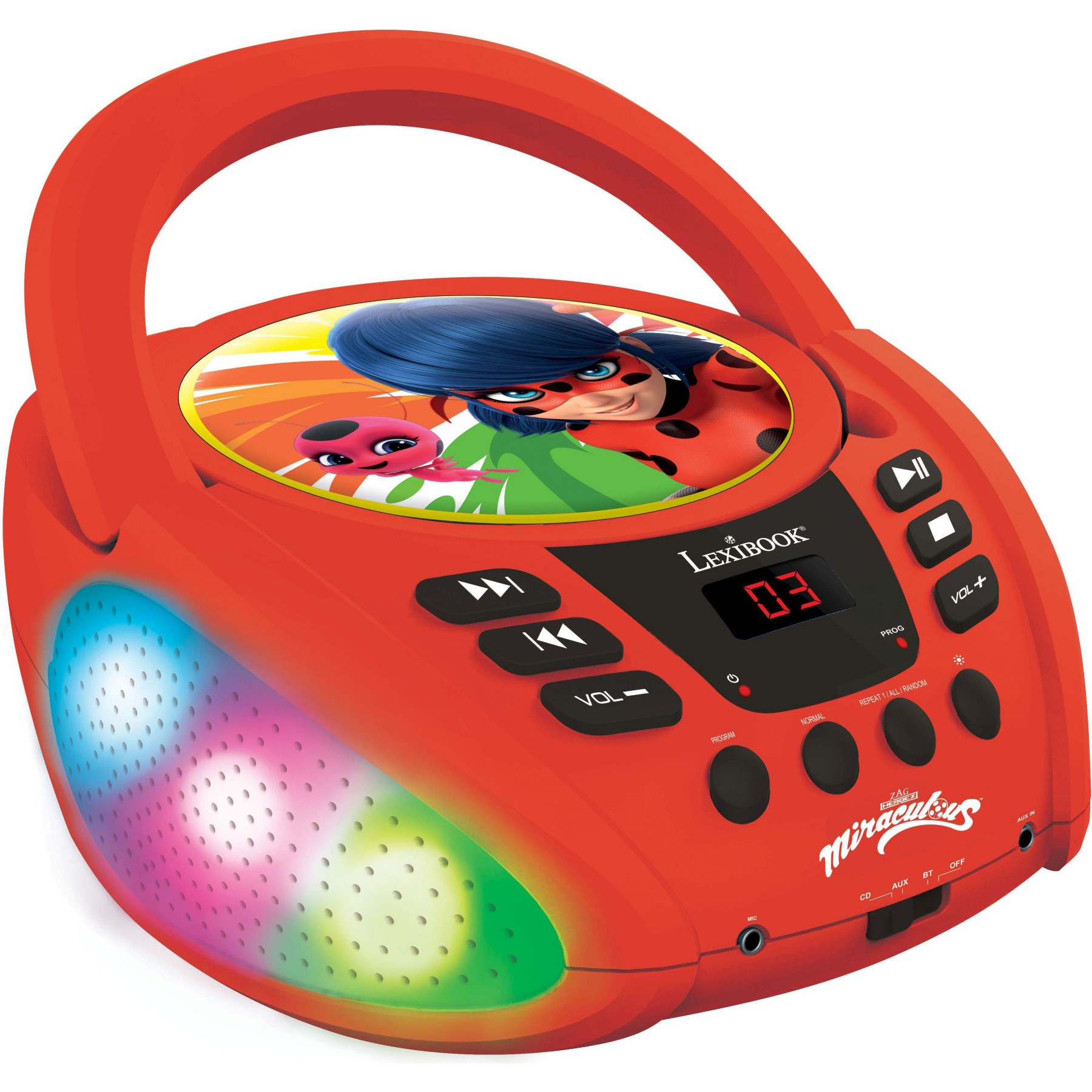 Lecteur CD LEXIBOOK Bluetooth Miraculous avec effets lumineux