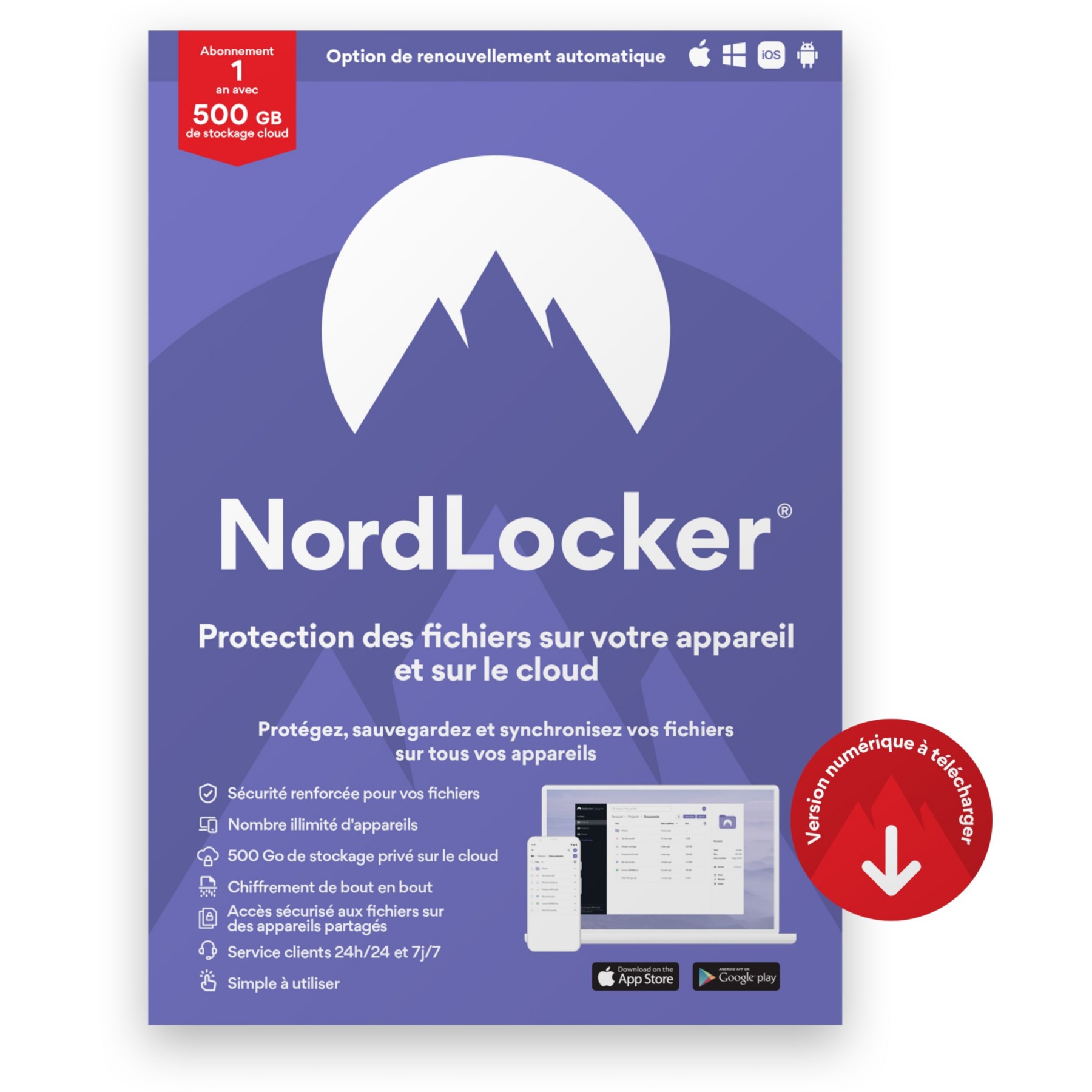 ESD NORDVPN Nord Locker 1 an d'abonnement 500Go