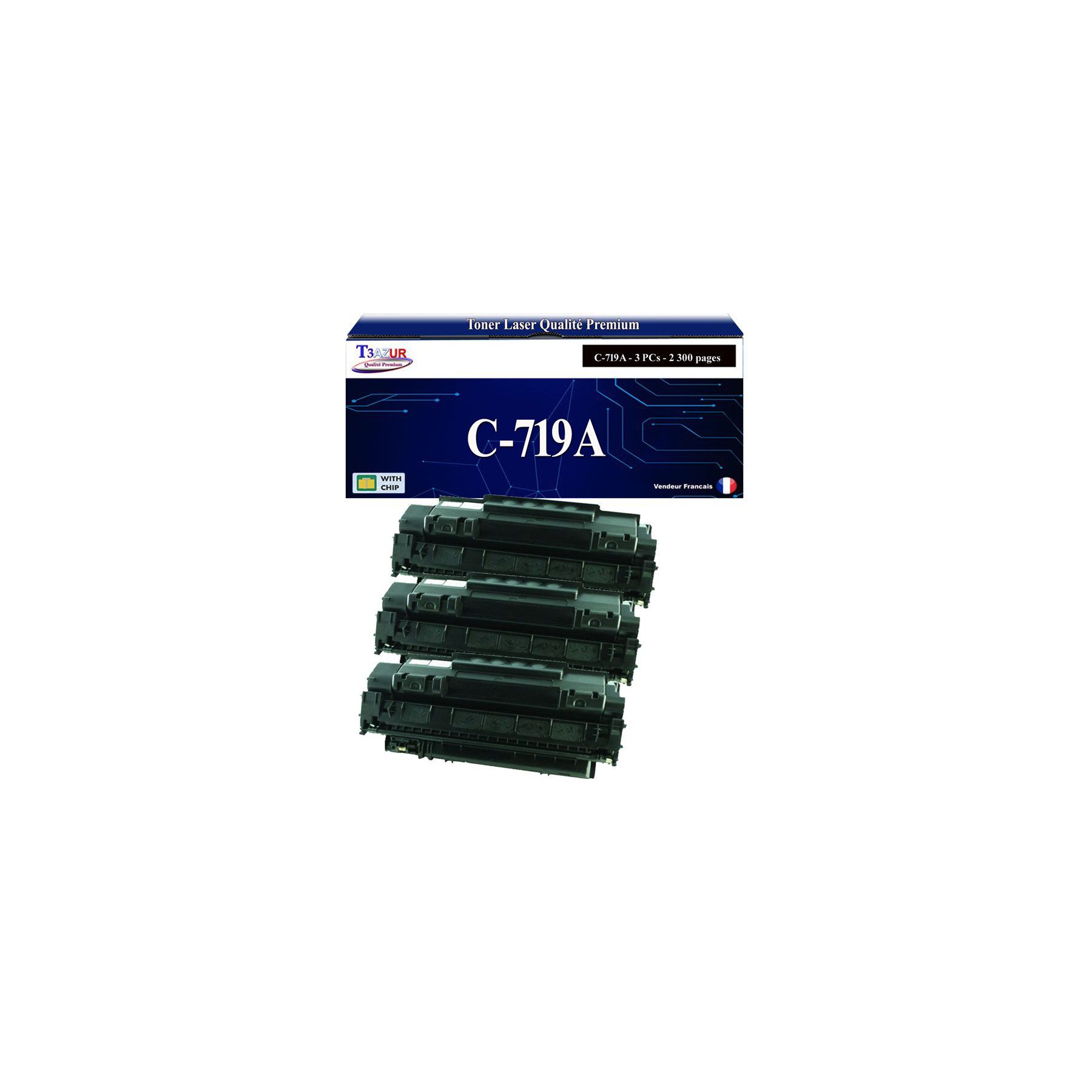 Toner T3AZUR pour Canon LBP251dw, 719A (x3)