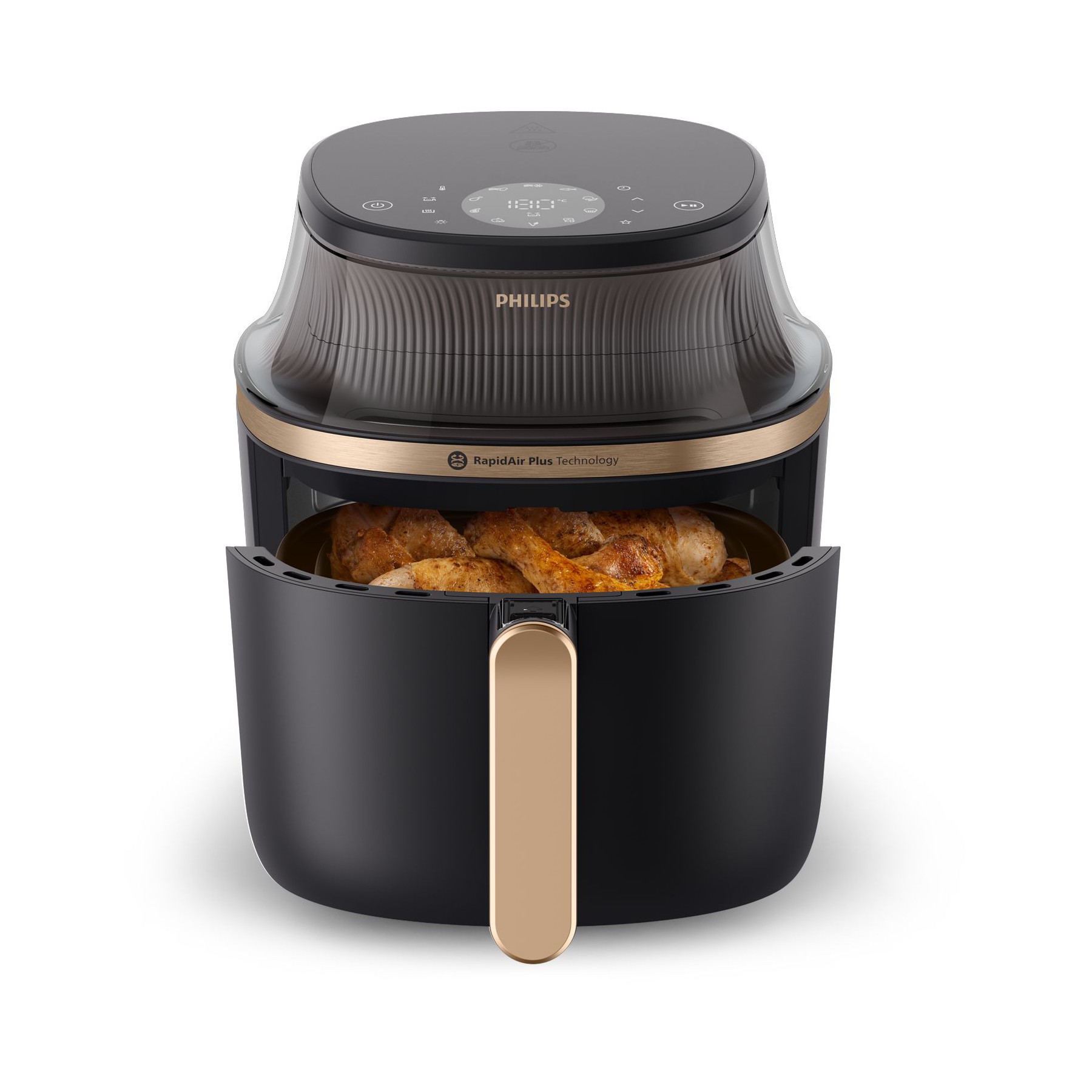Airfryer PHILIPS NA332/00 Friteuse sans huile avec fenêtre de cuisson Noir/Doré, Série 3000 6.2L