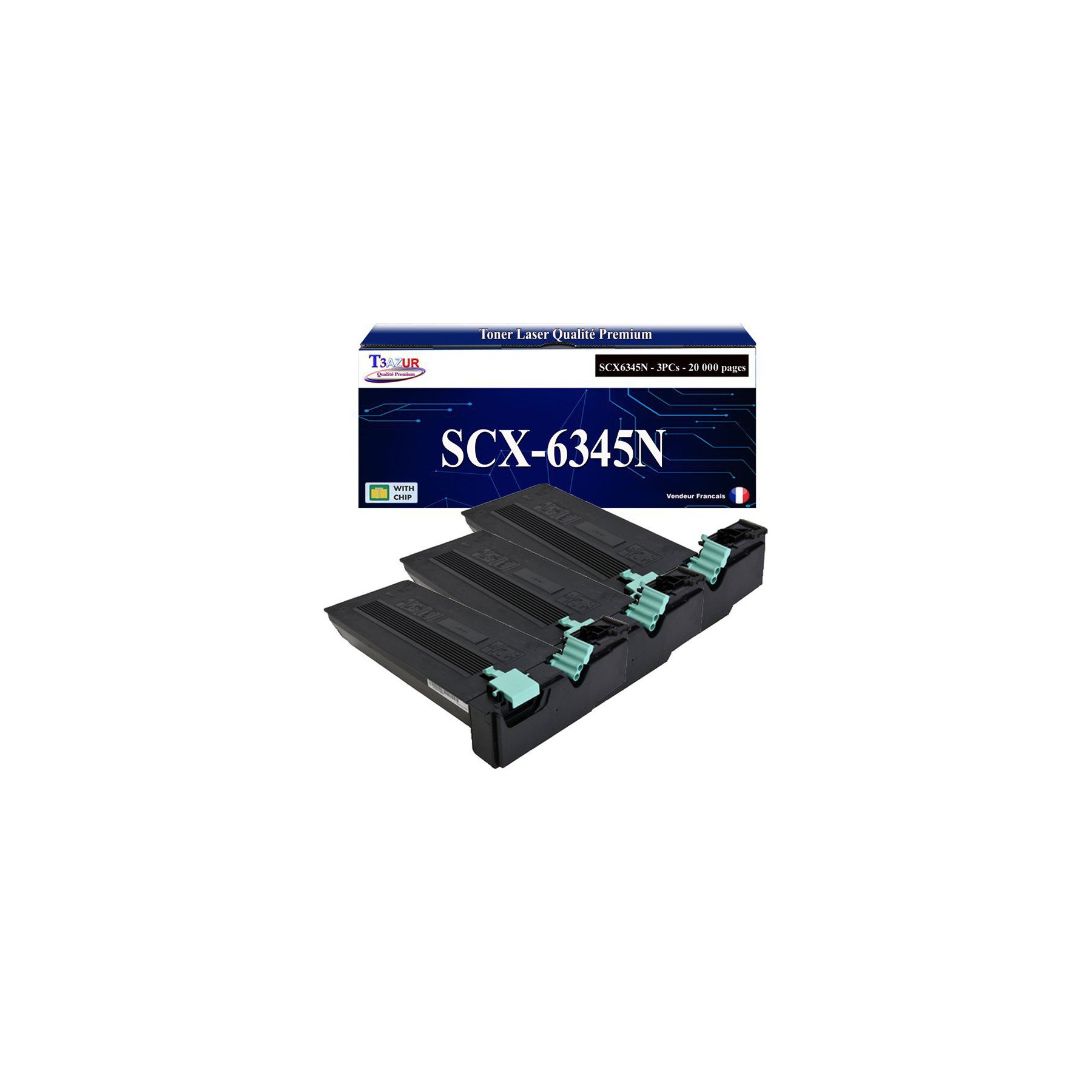 Toner T3AZUR pour Samsung SCX-6345N, SCX-6355N (x3)
