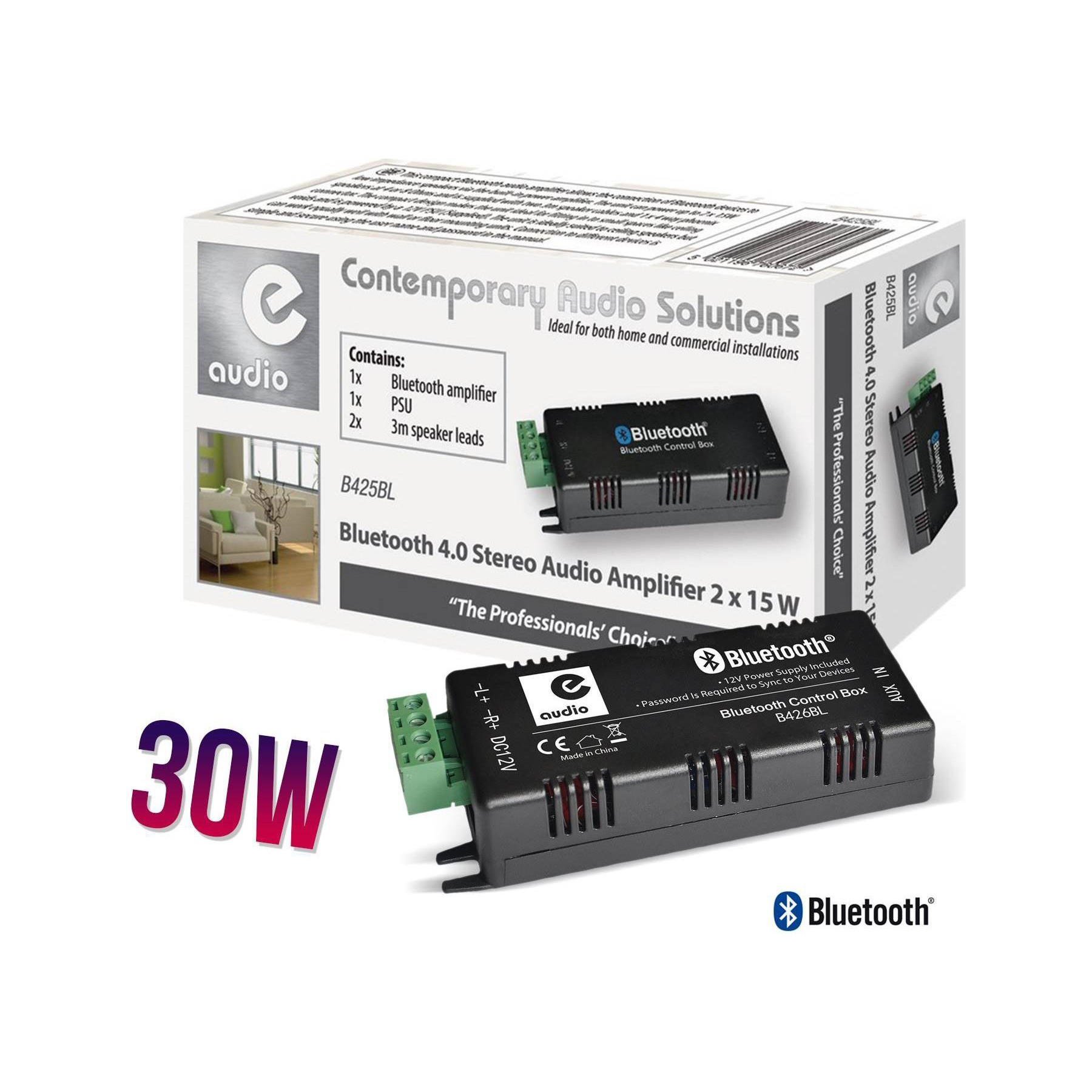 Pack sono E-AUDIO Amplificateur BT haut-parleur plafond