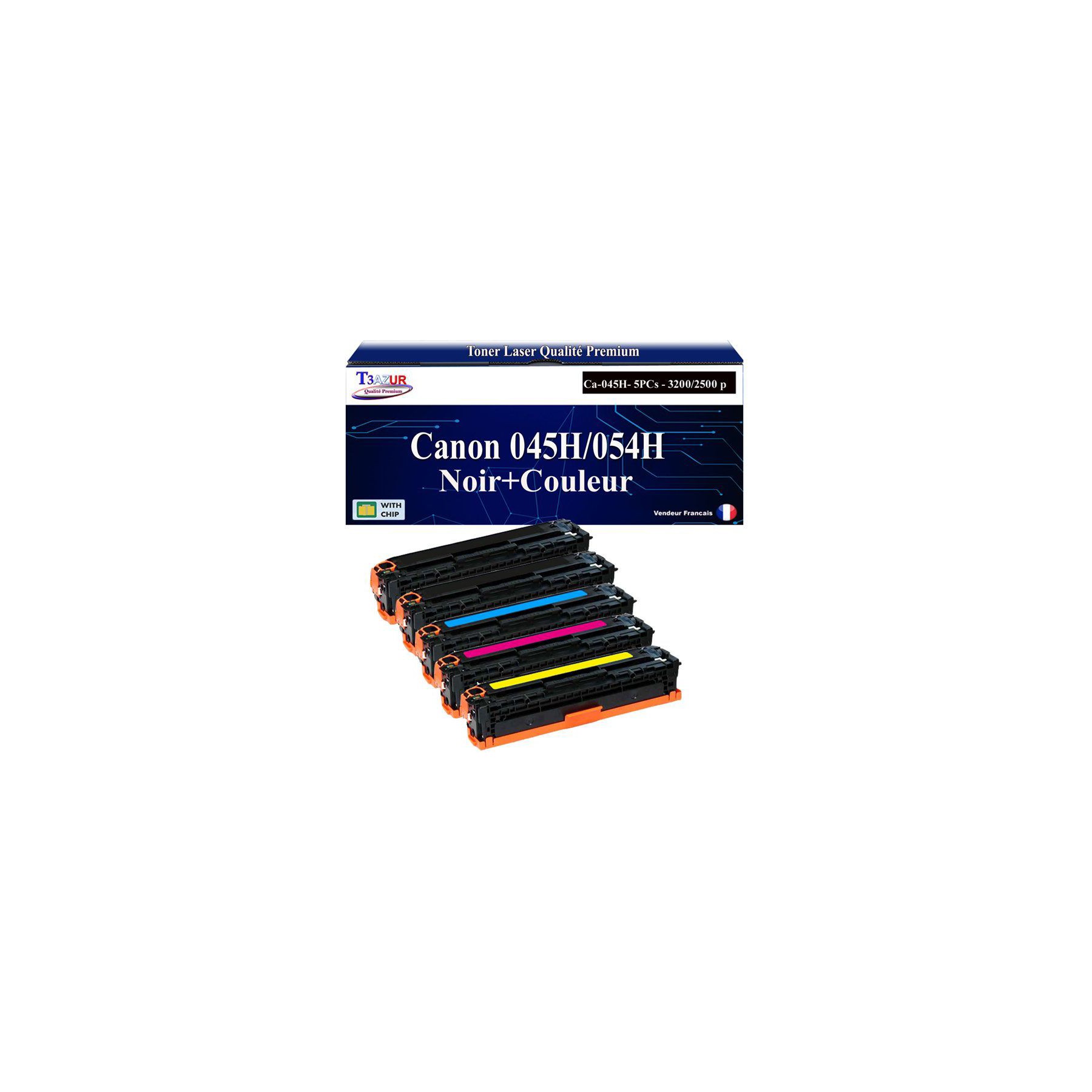 Toner T3AZUR pour Canon MF643Cdw 045H 054H (x5)