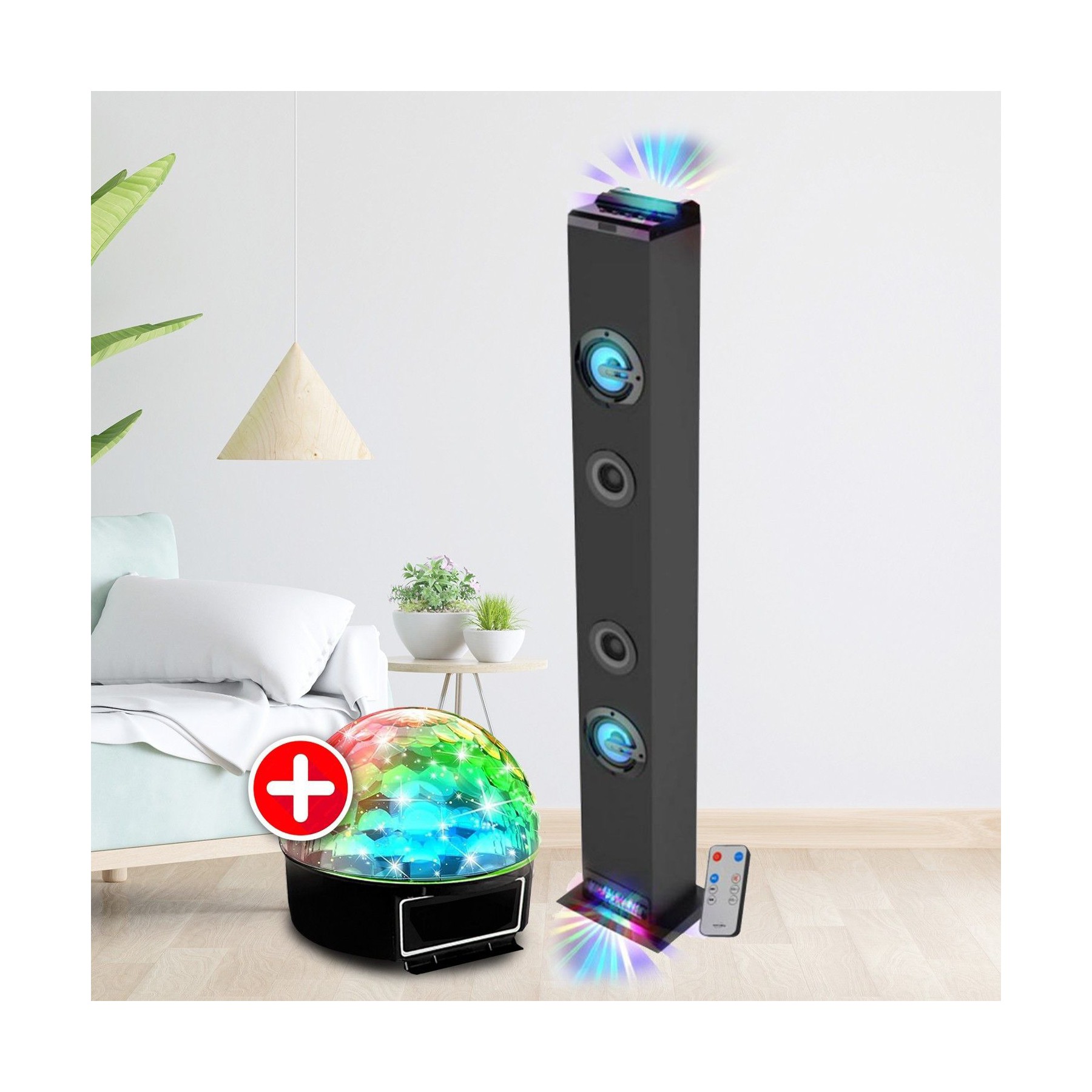 Enceinte Bluetooth INOVALLEY Tour de son INOVALLEY HP58BTH, Lumière L