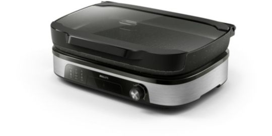 Plancha électrique PHILIPS HD6212/90 Grill de table Série 5000, 50x25 cm, fumoir & diffuseur d'arôme