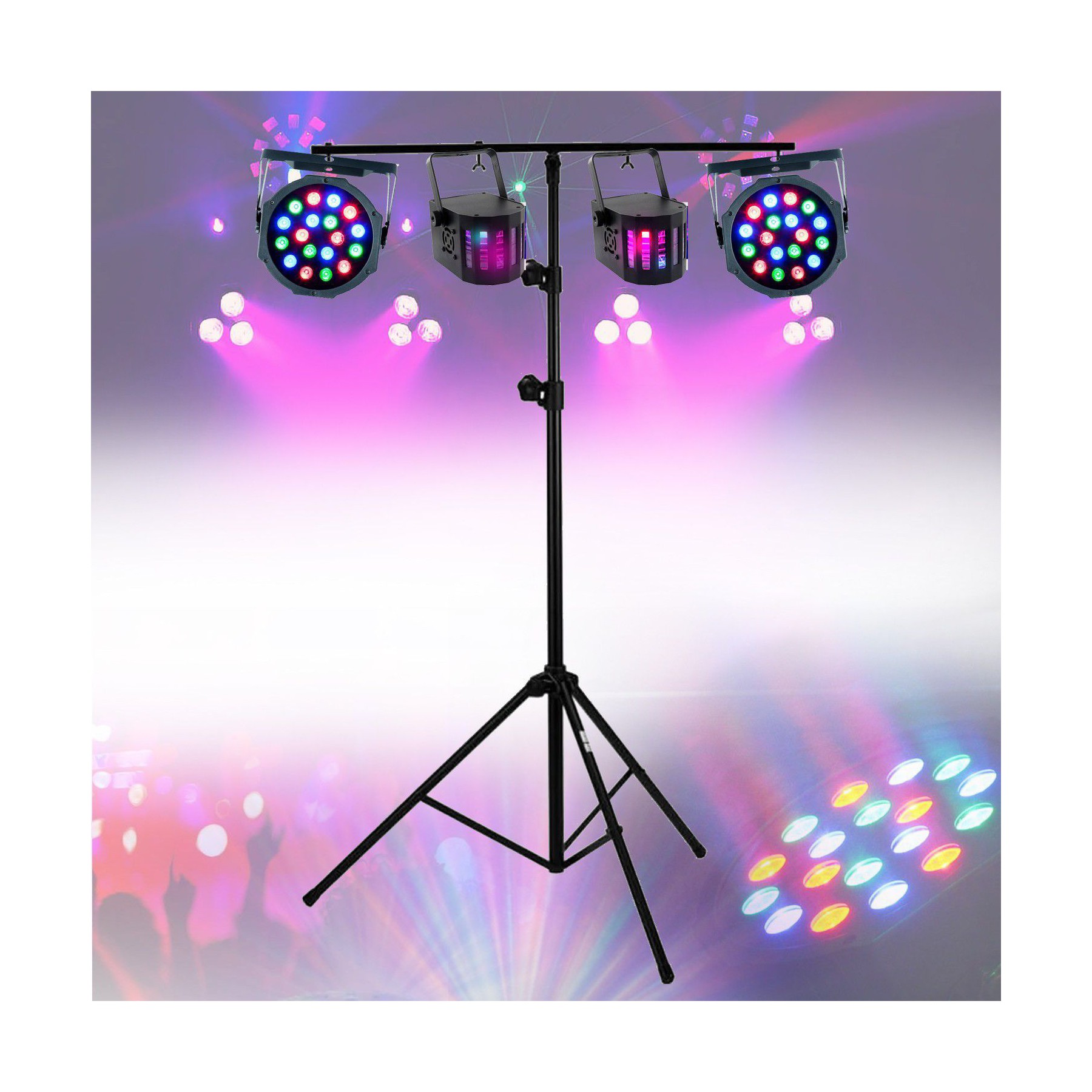 Jeu de lumières PARTY LIGHT&SOUND Lumières soirées 4 jeux compacts et puis