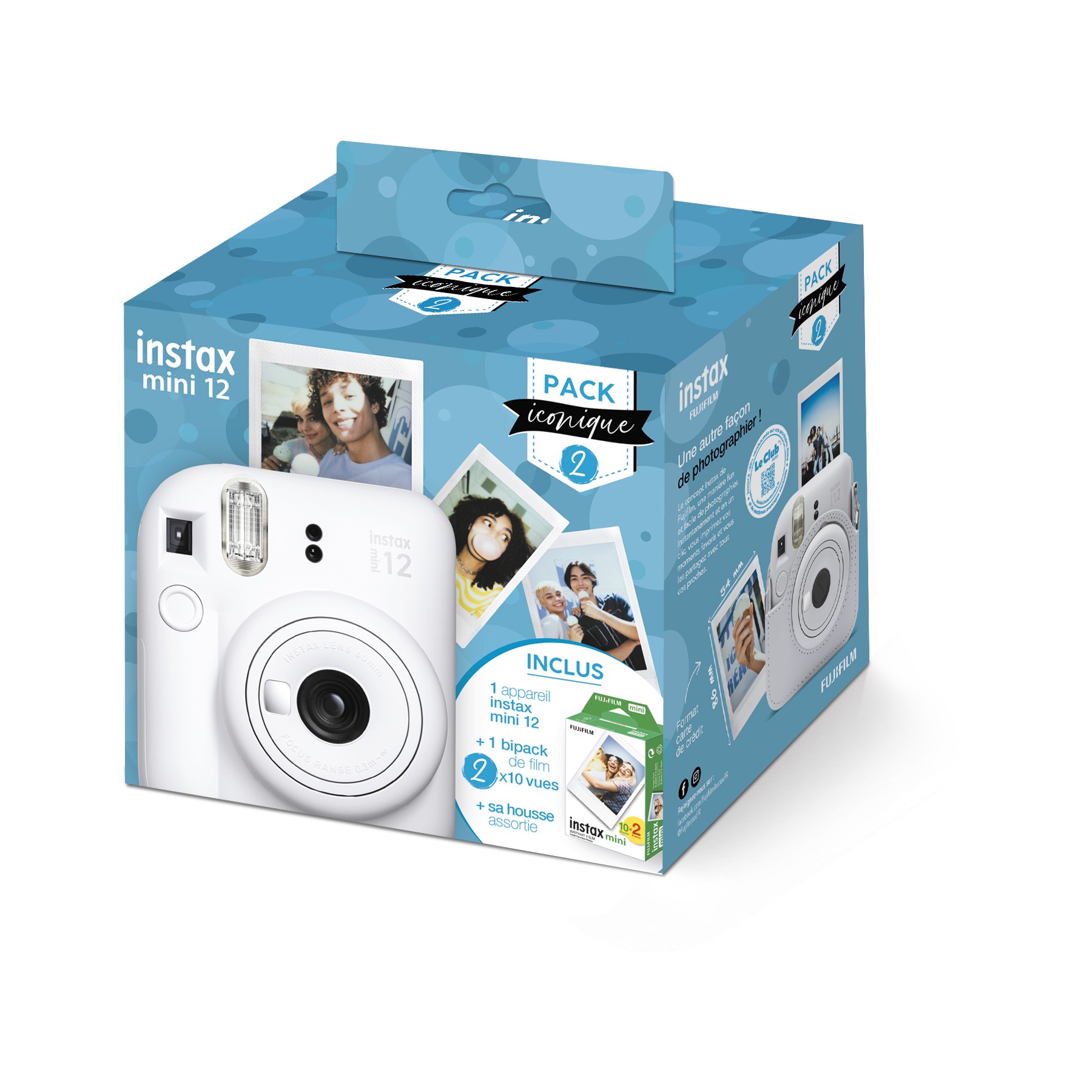 Appareil photo Instantané FUJIFILM Pack iconique instax mini 12 Blanc