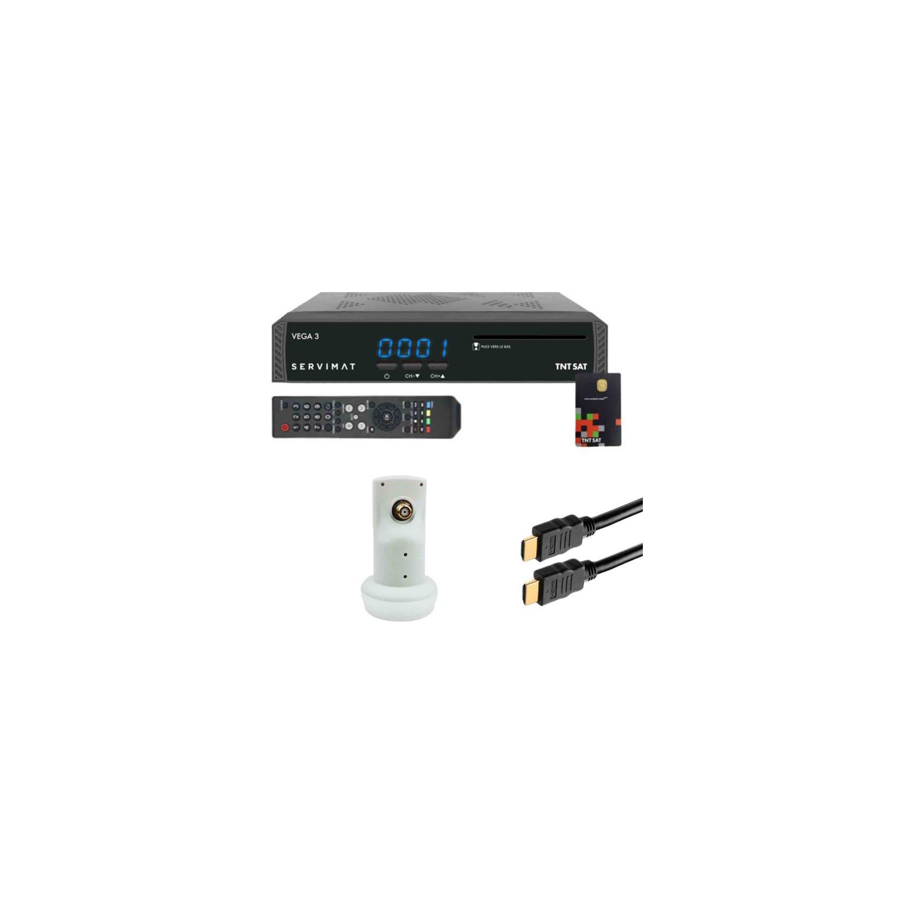 Décodeur satellite SERVIMAT Pack  Récepteur Satellite Full Hd + Cart