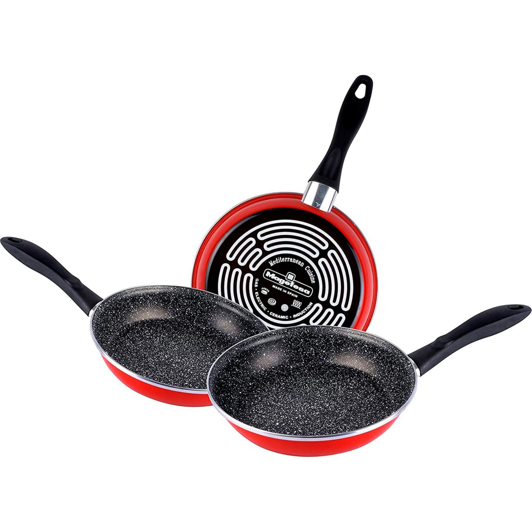 Batterie de cuisine MAGEFESA K2 Rojo Set 3 Poêles à Frire Induction