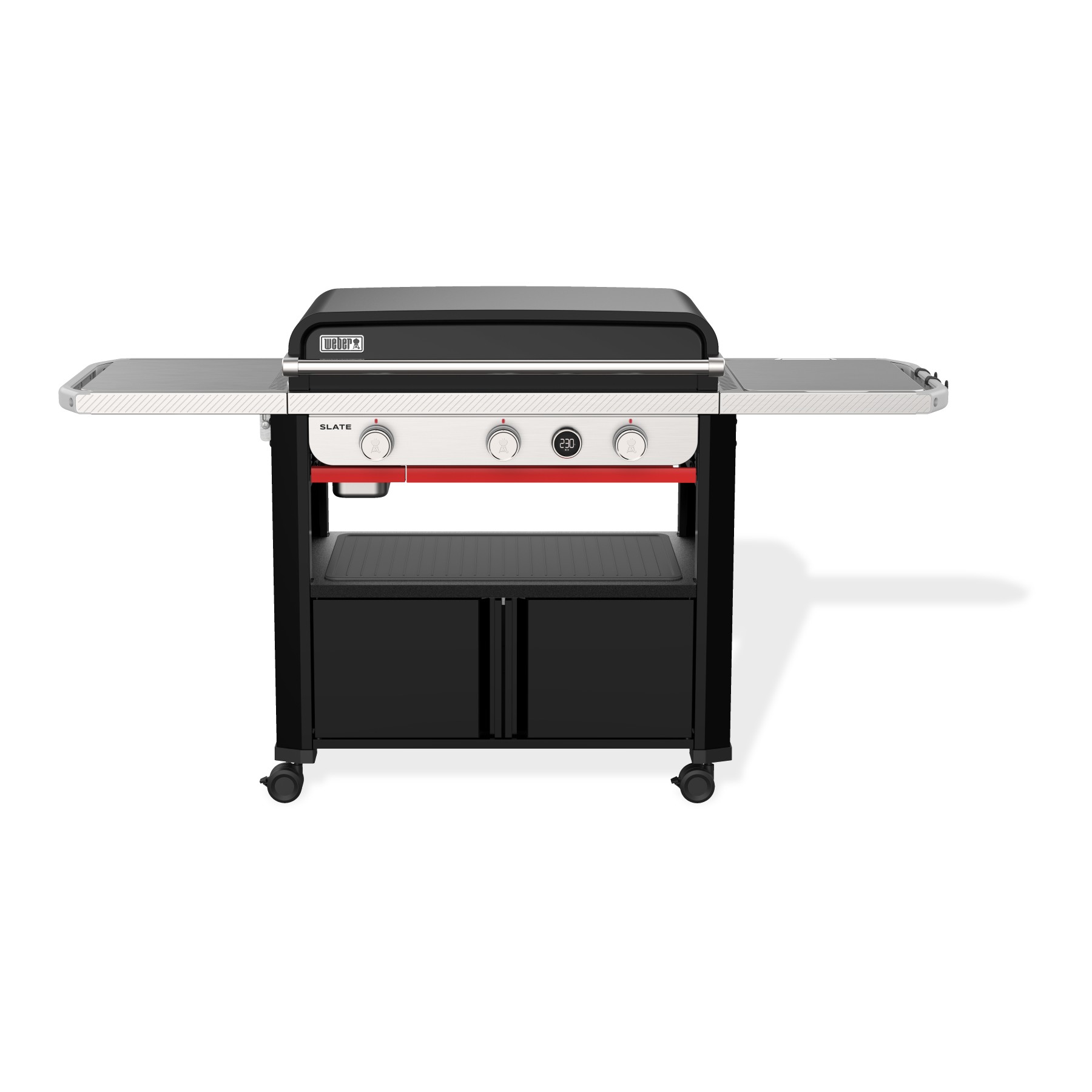 Plancha gaz WEBER black 3 brûleurs sur chariot, 76x46 cm