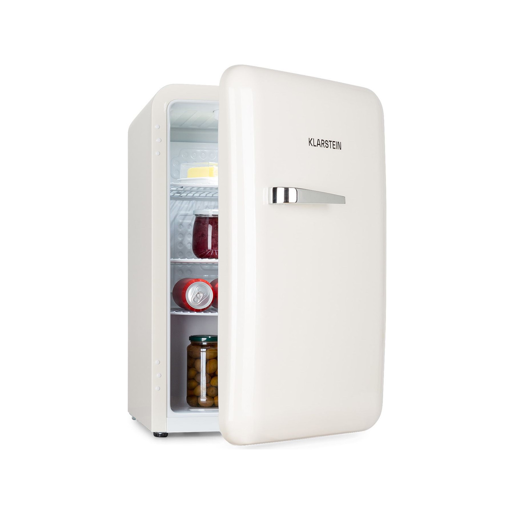 Réfrigérateur 1 porte KLARSTEIN Audrey 70L 3 étagères design rétro Beige