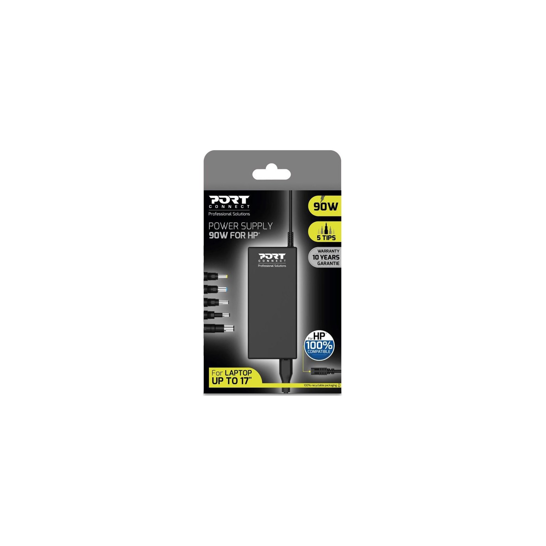 Chargeur secteur PORT DESIGN HP 90W Prise Anglaise  Noir