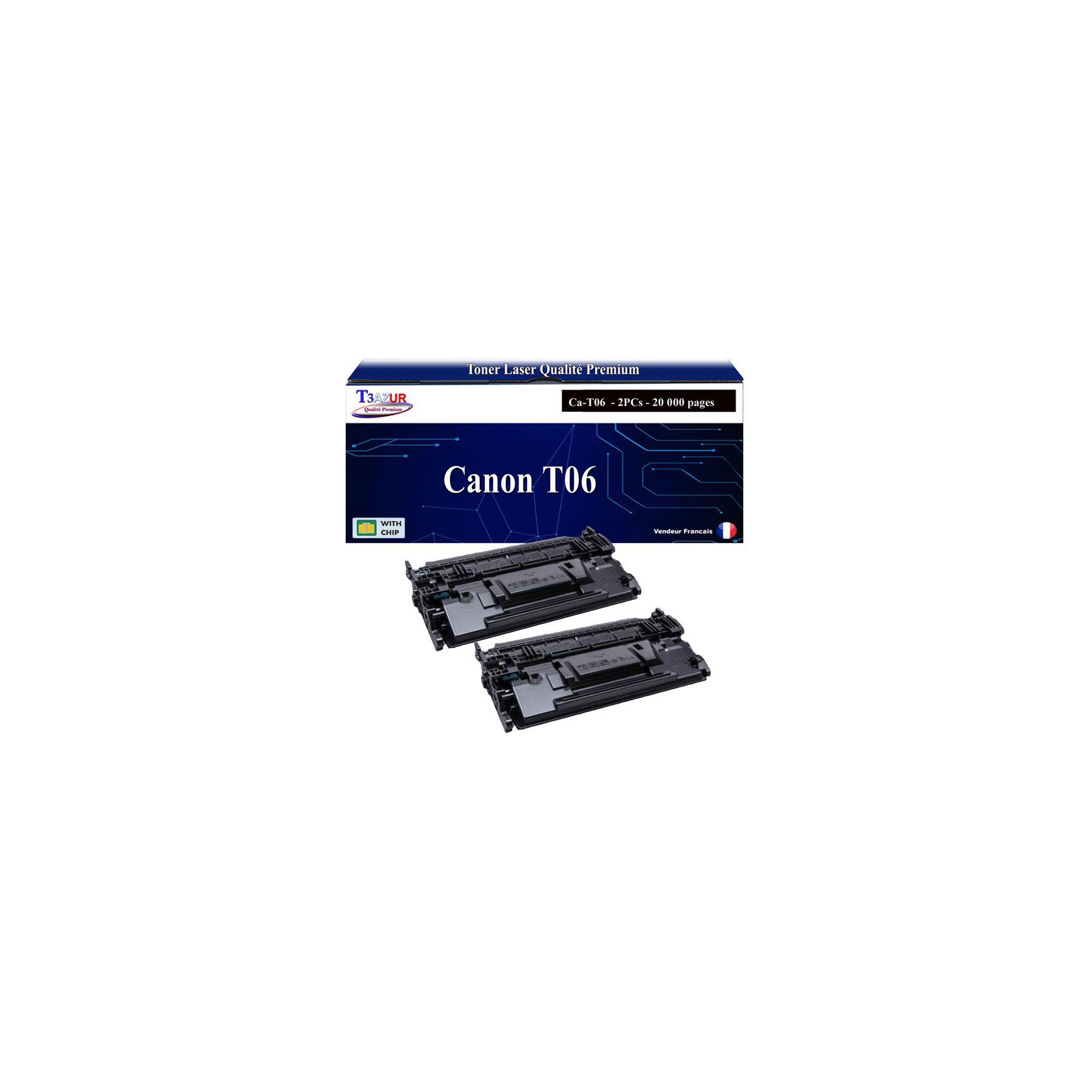 Toner T3AZUR compatible avec Canon T06 Noir (x2)