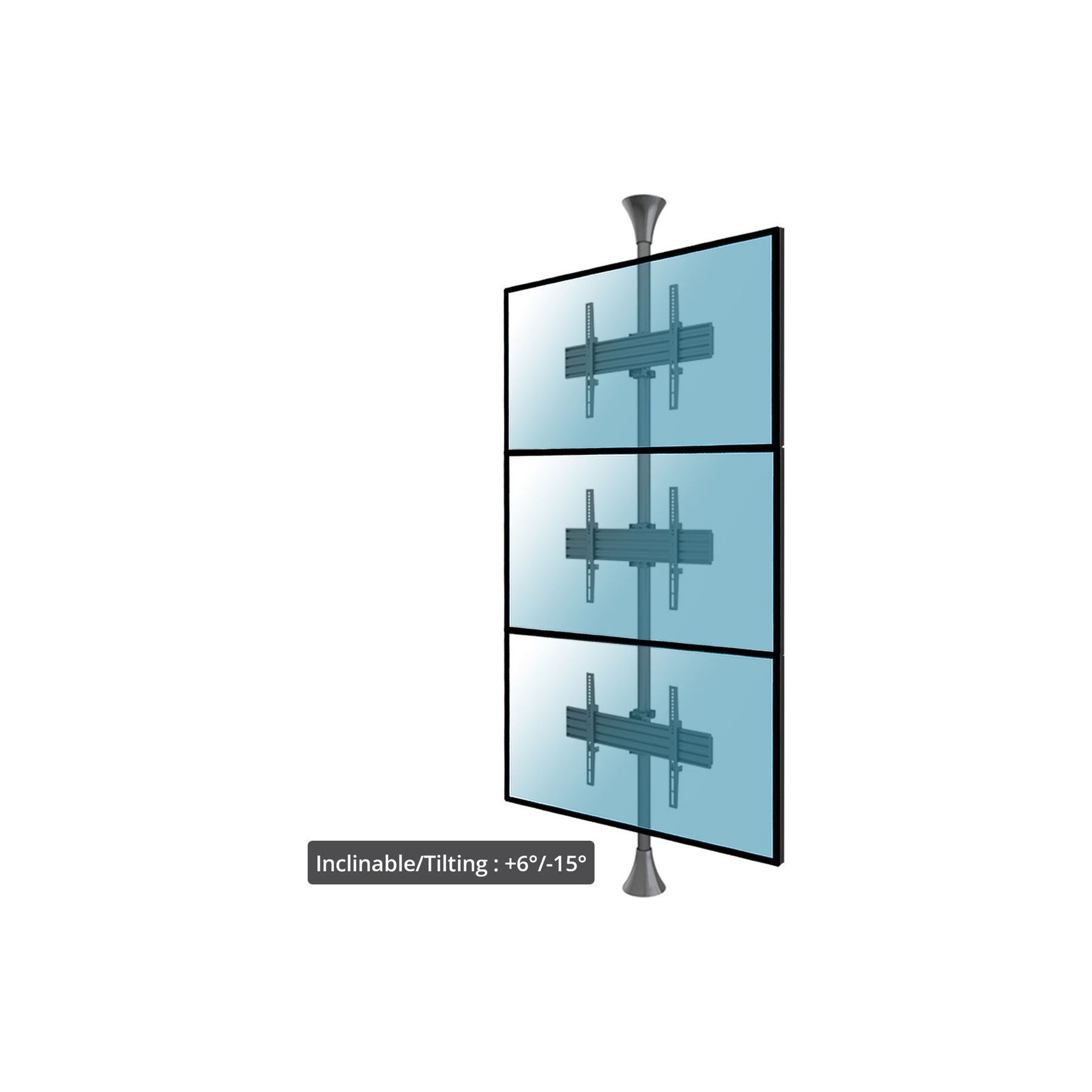 Pied TV KIMEX inclinable 3 écrans 32-75" 400x400 max