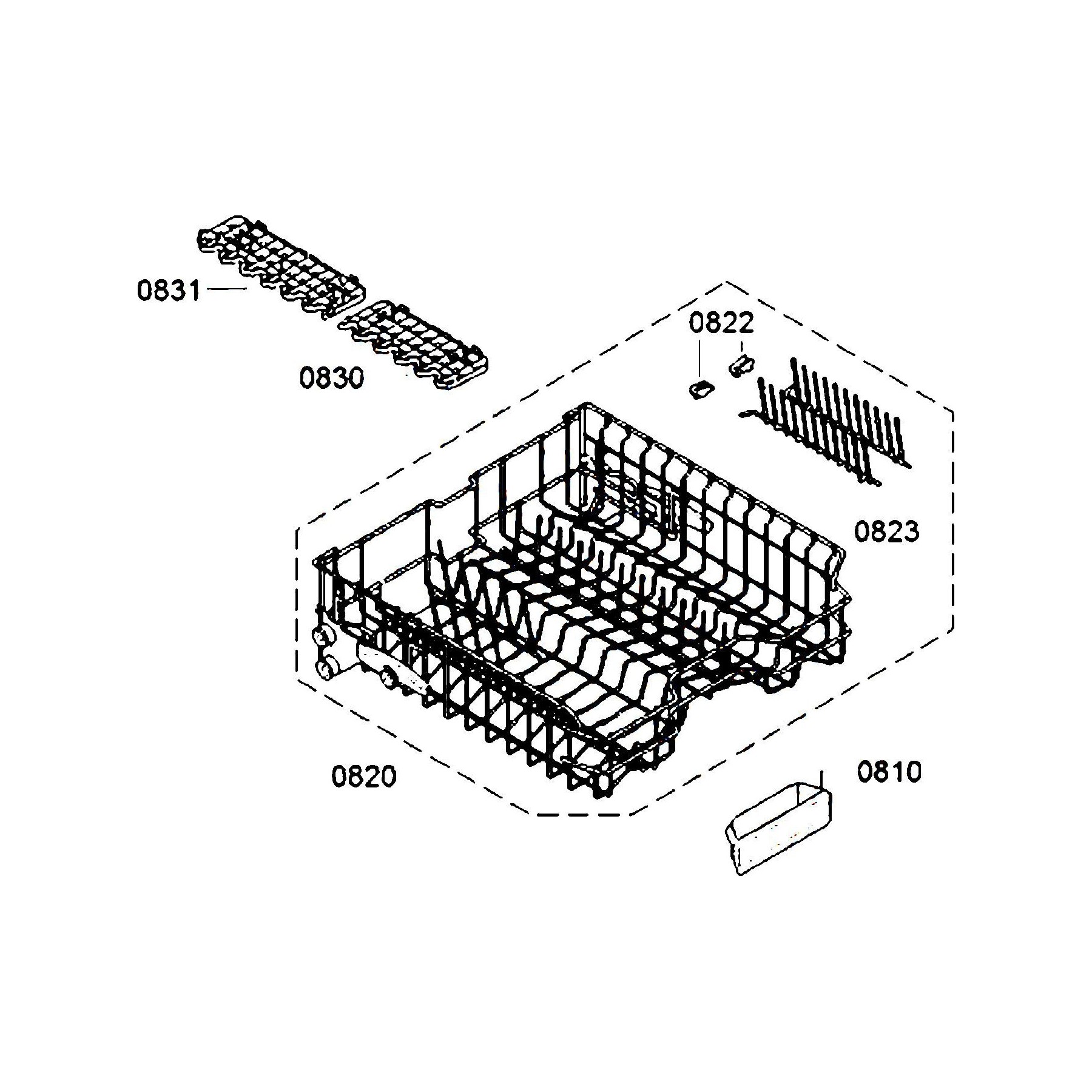 Panier BOSCH Panier inférieur (repère 820) d'origine