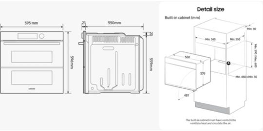 Four pyrolyse Samsung NV7B45502AK caisson air sous-vide
