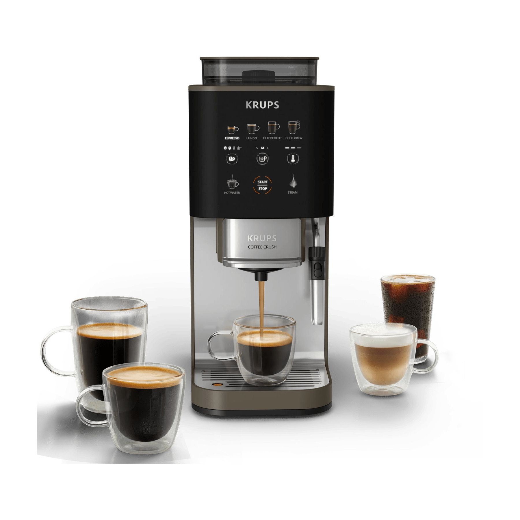 Expresso Broyeur KRUPS Coffee Crush Experience, Machine à café à grains ultra compacte SA403BE0