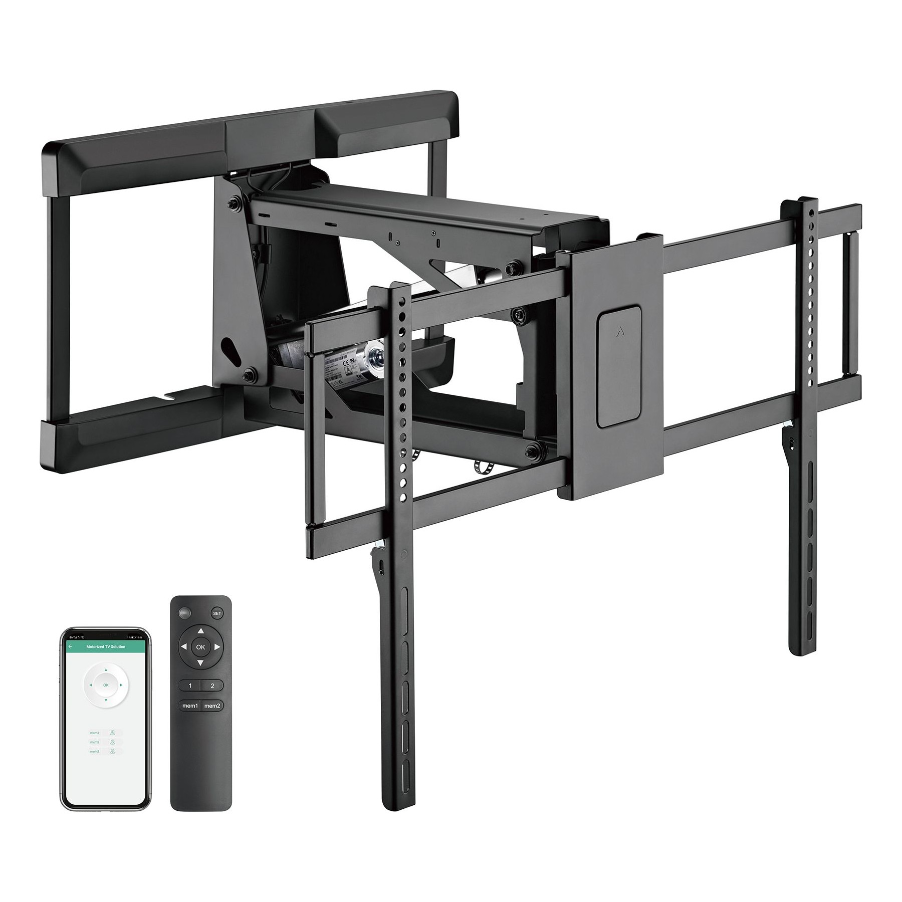 Support mural TV KIMEX motorisé TV 43-90" - Réglable en hauteur