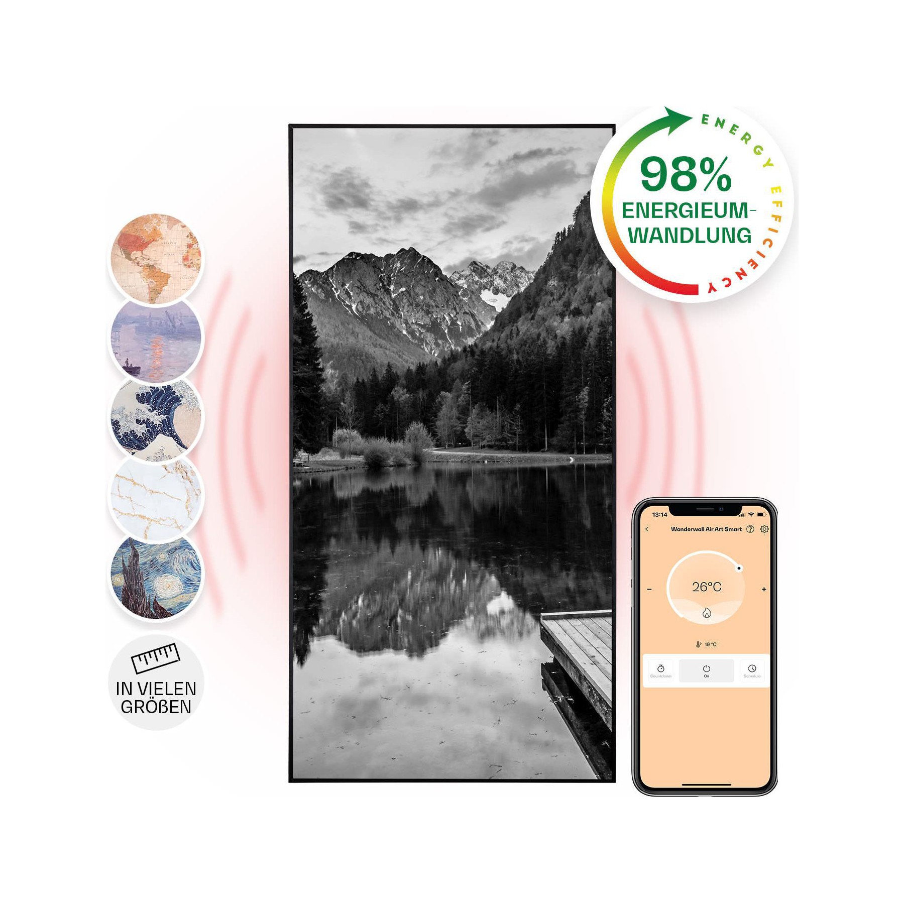 Chauffage électrique KLARSTEIN Wonderwall Air Art lac 60x120cm 700W
