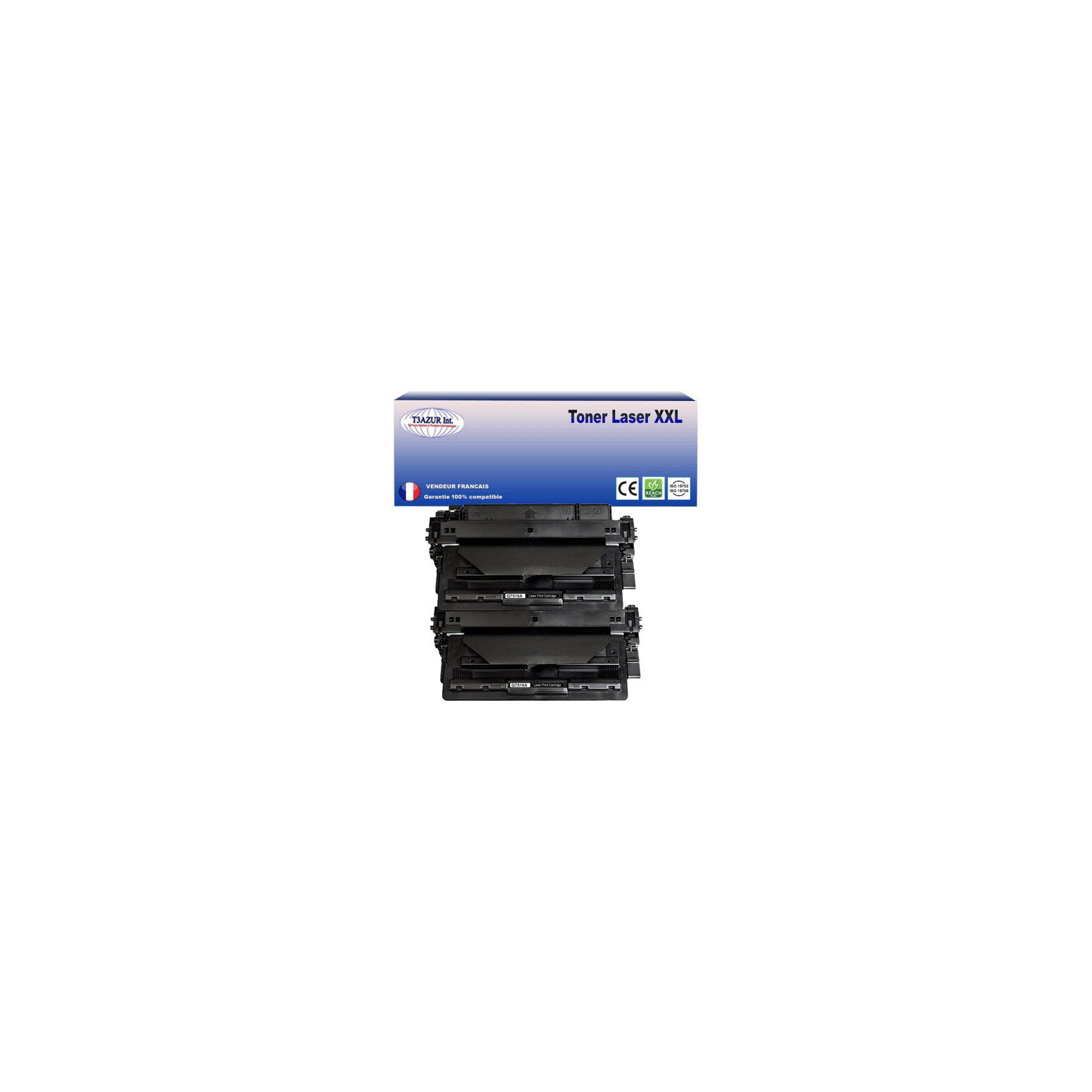 Toner T3AZUR remplace HP Q7516A (16A)Noir- 12 000p