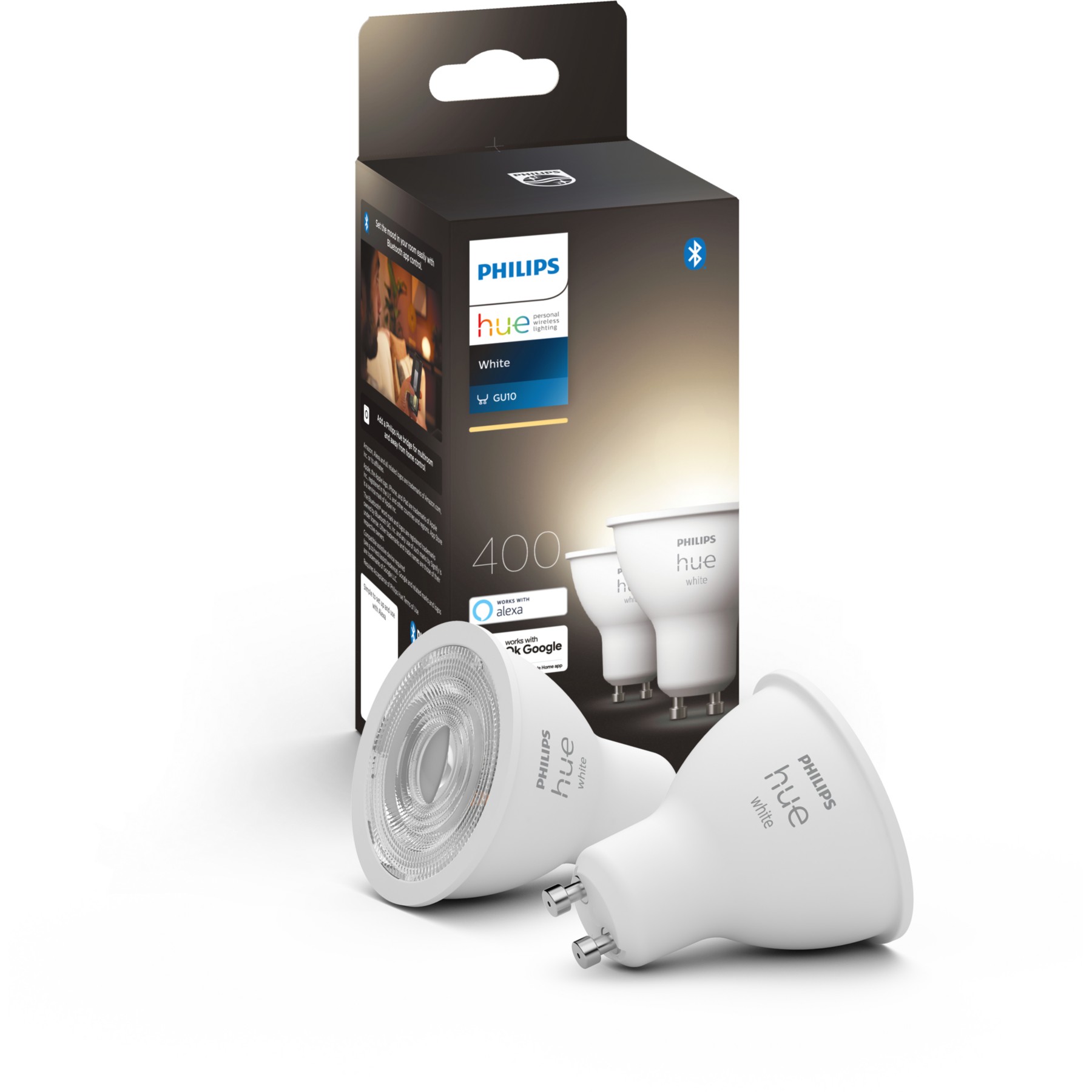 Ampoule LED connectée PHILIPS HUE White GU10 5.5W X2
