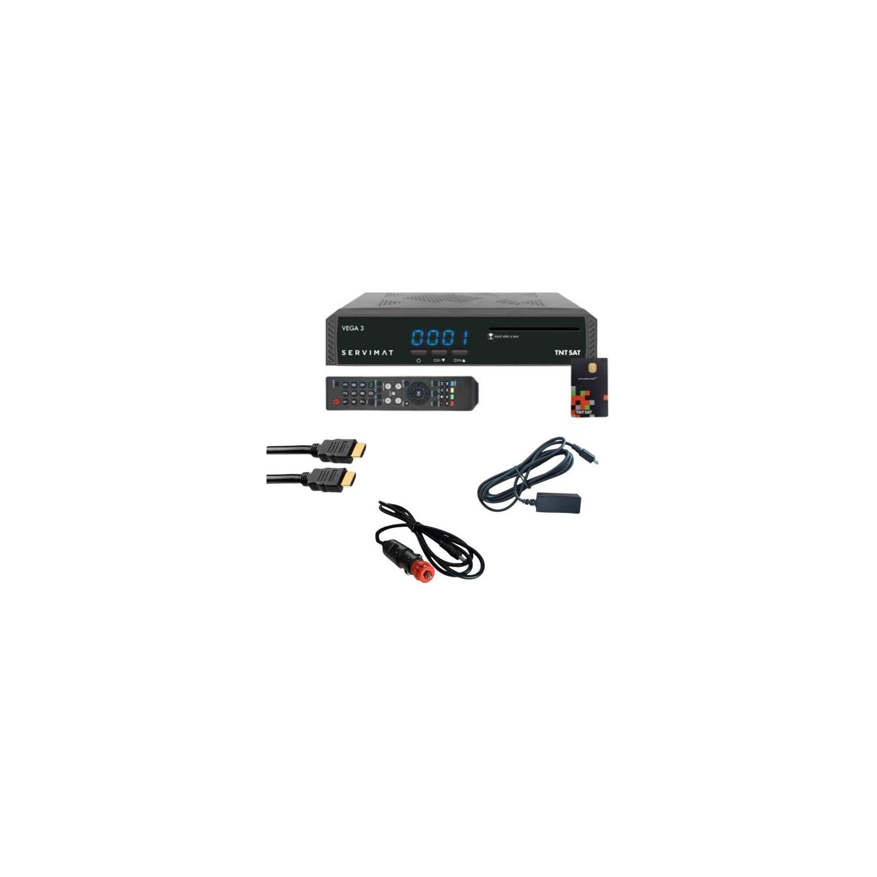 Décodeur satellite SERVIMAT Pack  Vega 3 Décodeur Satellite Hd + Car