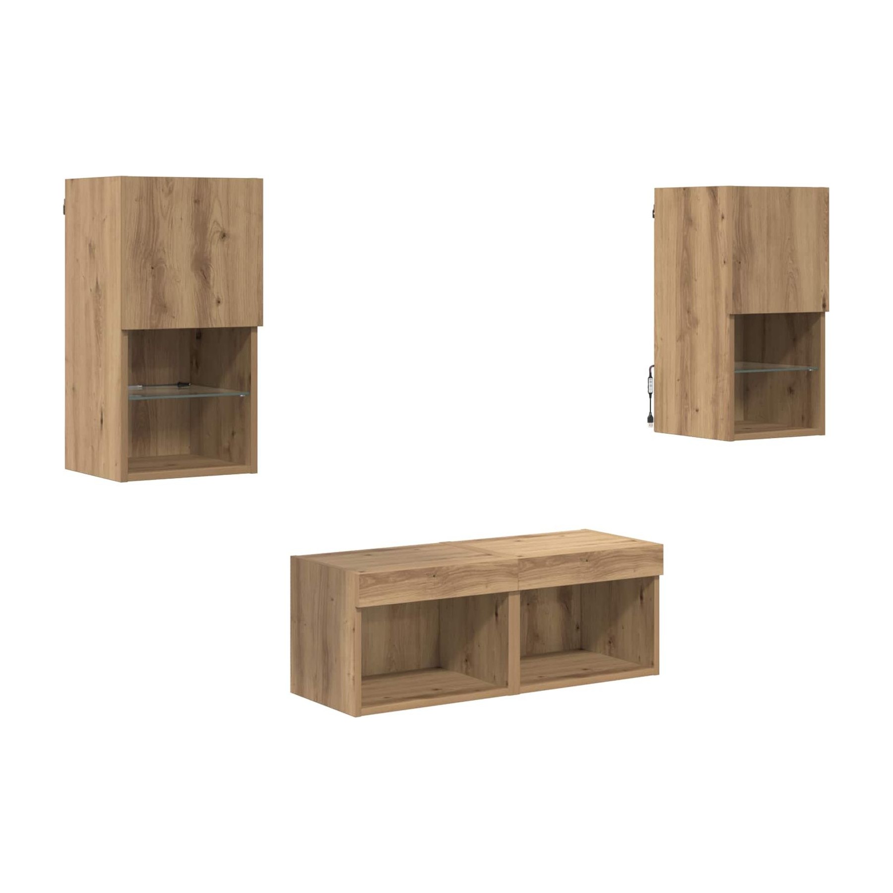 Meuble TV HELLOSHOP26 Lot de 4 meubles TV muraux modernes gain