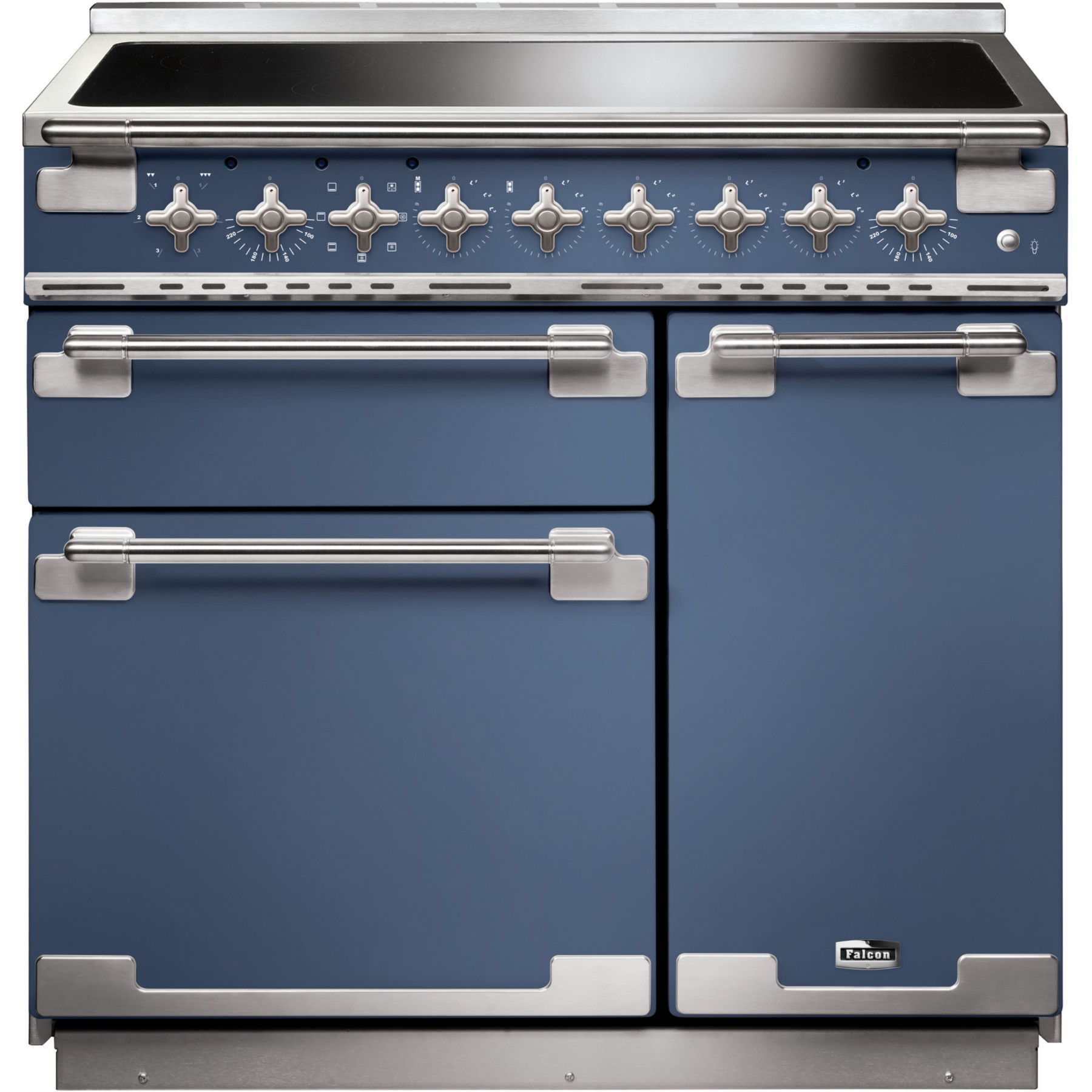 Piano de cuisson induction FALCON ELISE 90 ROCHE BLEUE  NICKEL BROSSÉ