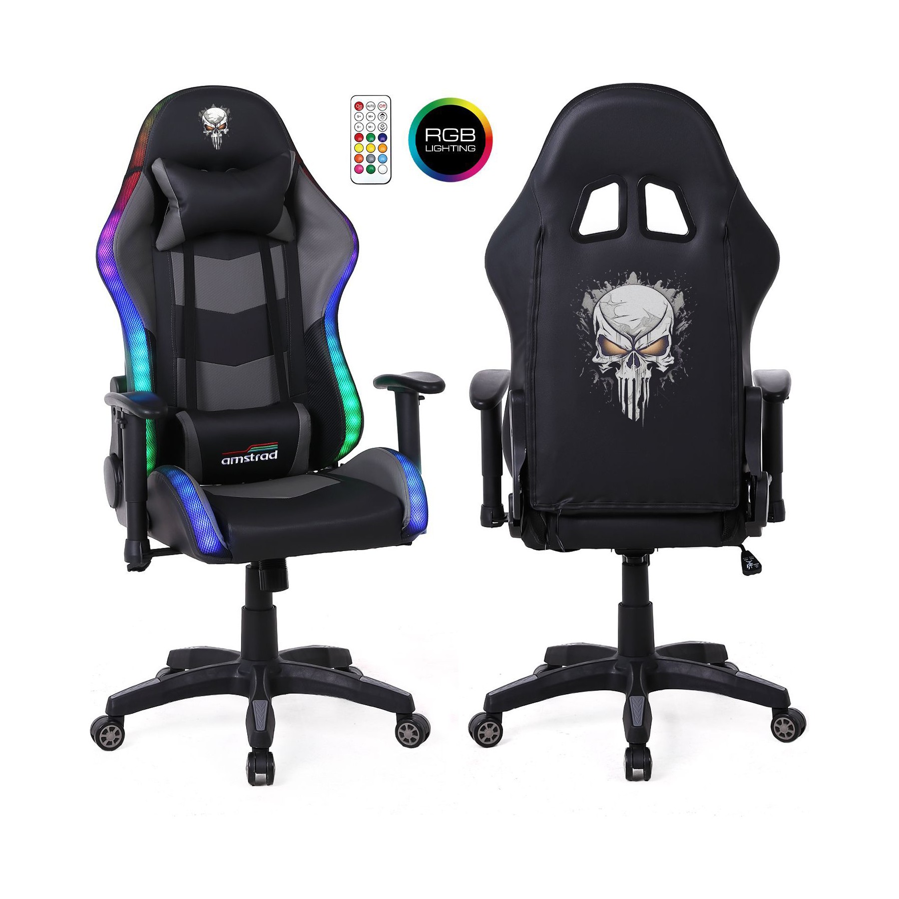 Chaise gaming AMSTRAD ELITE-LED-GHOST - LED RGB
