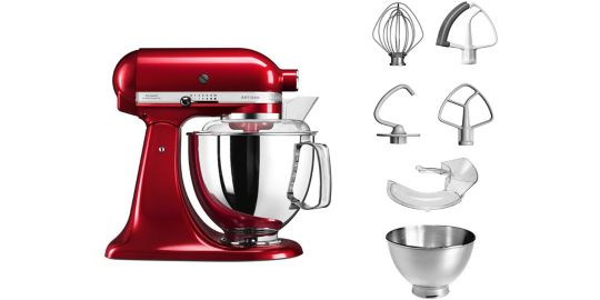 Robot pâtissier KITCHENAID 5KSM175PSECA Pomme d'Amour, 4,8 L, bol avec poignée + bol 3 L, batteur souple et couvercle