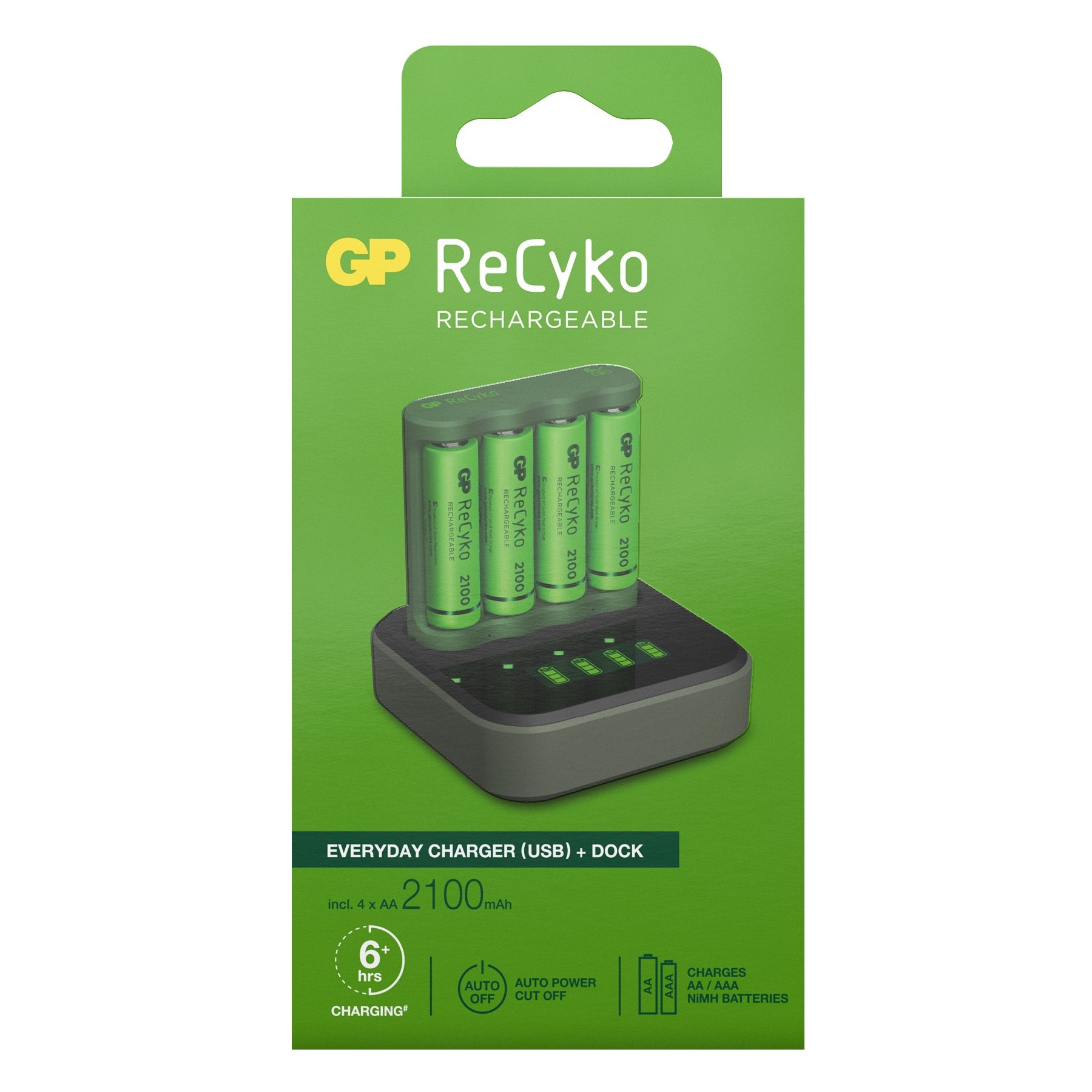 Chargeur secteur GP + LR06 AA x4 2100mAh+ station de charge