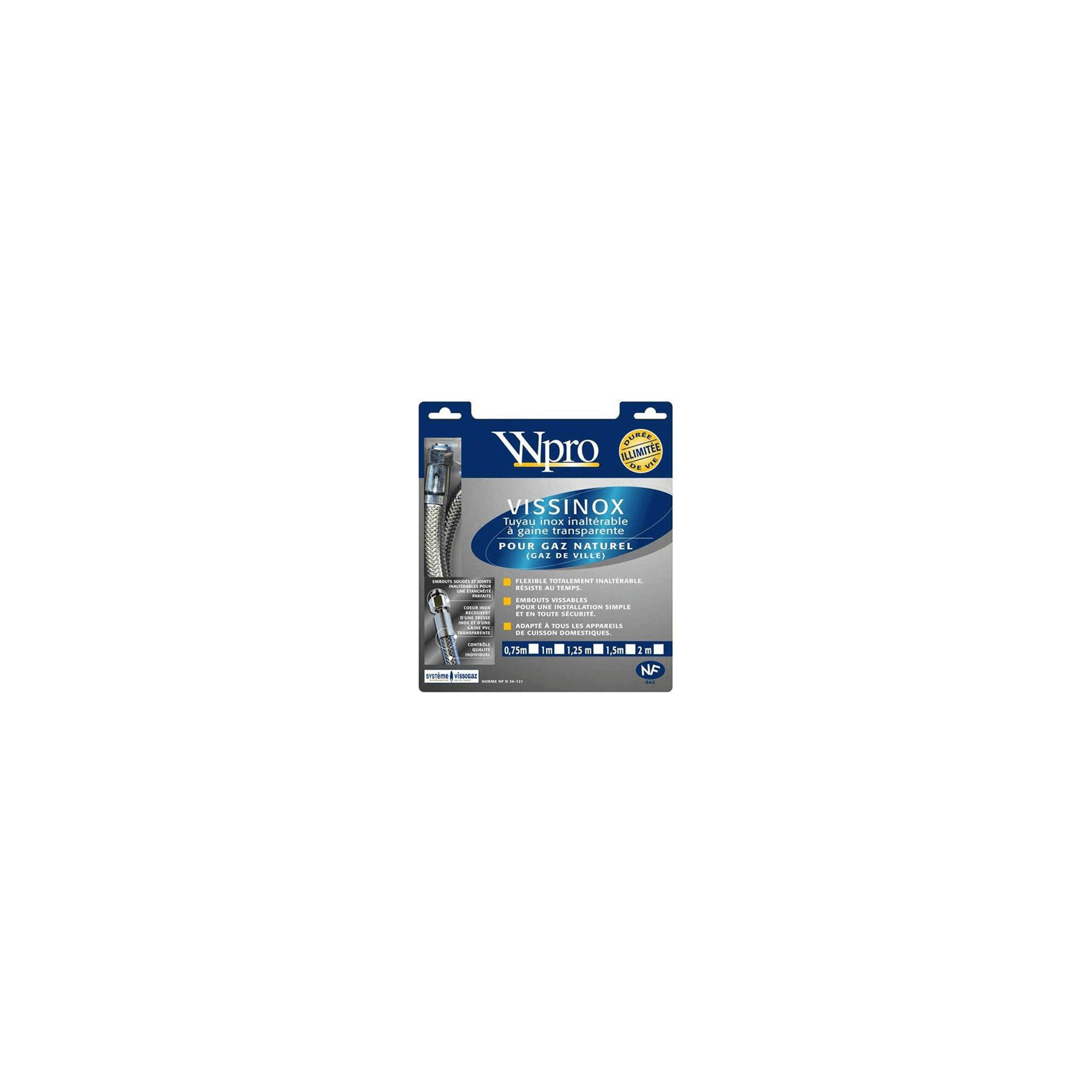 Alimentation WHIRLPOOL tuyau gaz naturel vissinox 2m