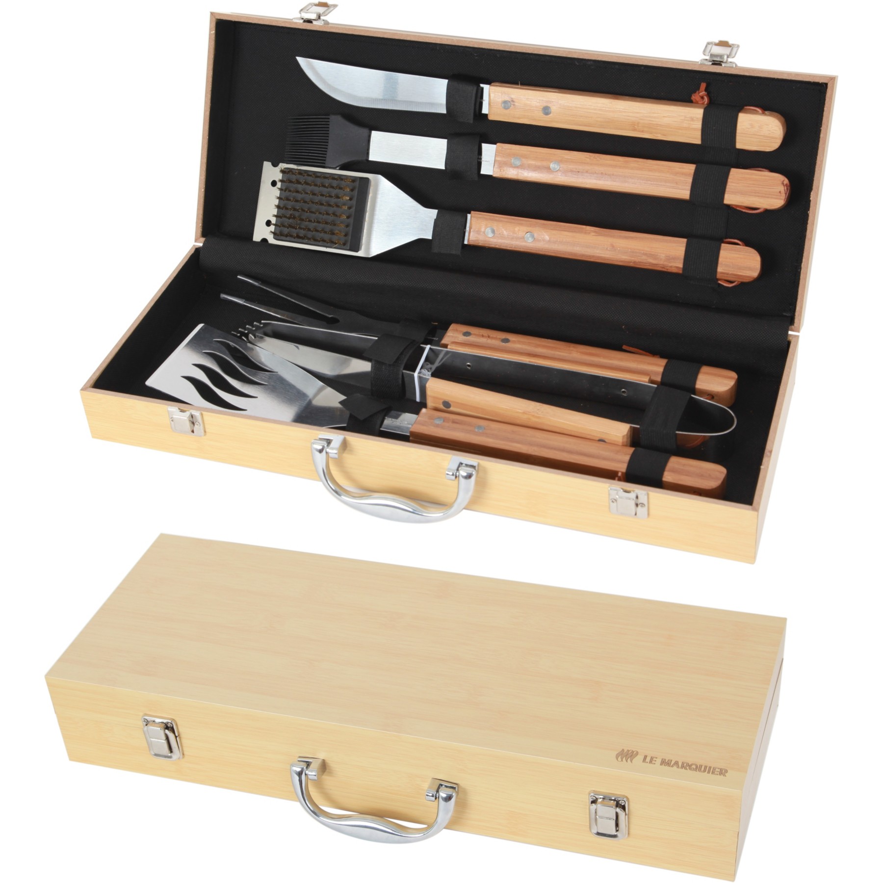 Ustensile barbecue LE MARQUIER MALETTE 6 USTENSILES BAMBOU