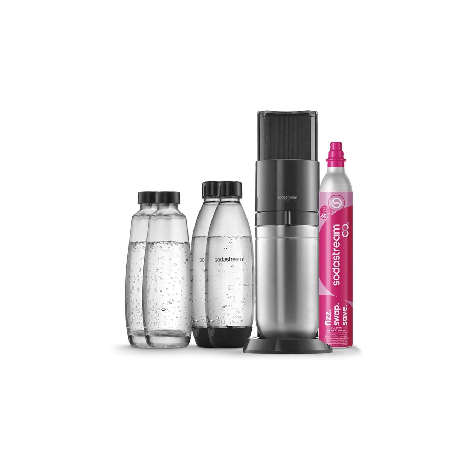 Machine à soda SODASTREAM DUO Noire Pack 2 carafes + 2 bouteilles