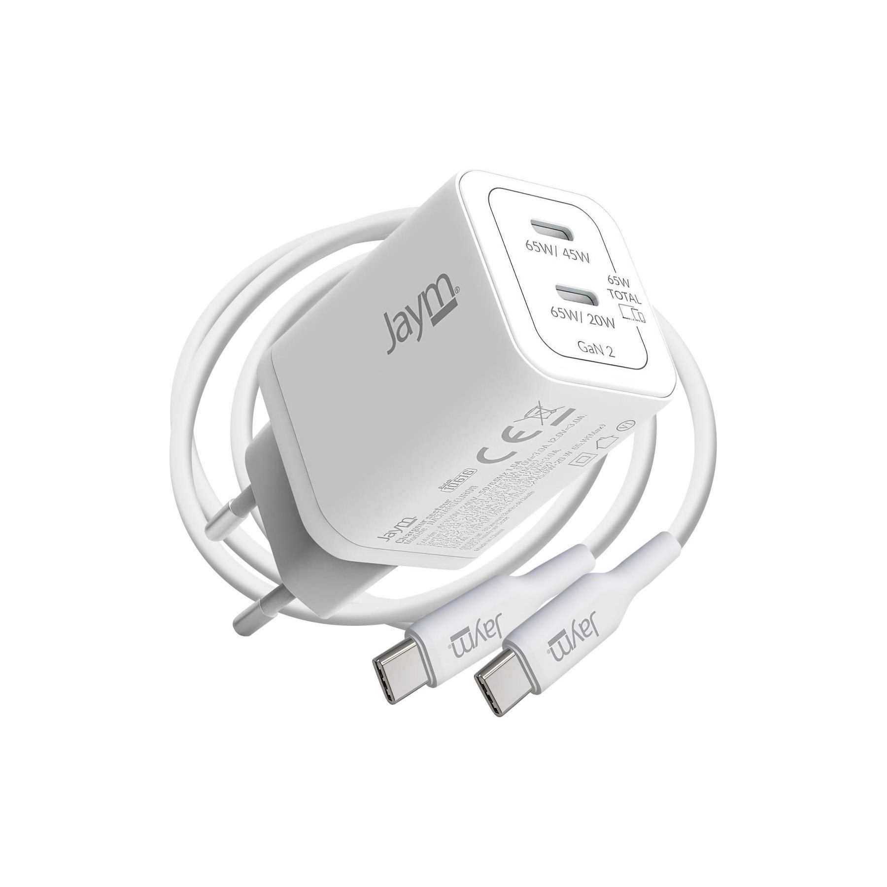Chargeur JAYM Jaym Chargeur Secteur 2 USB-C GaN 65W PD