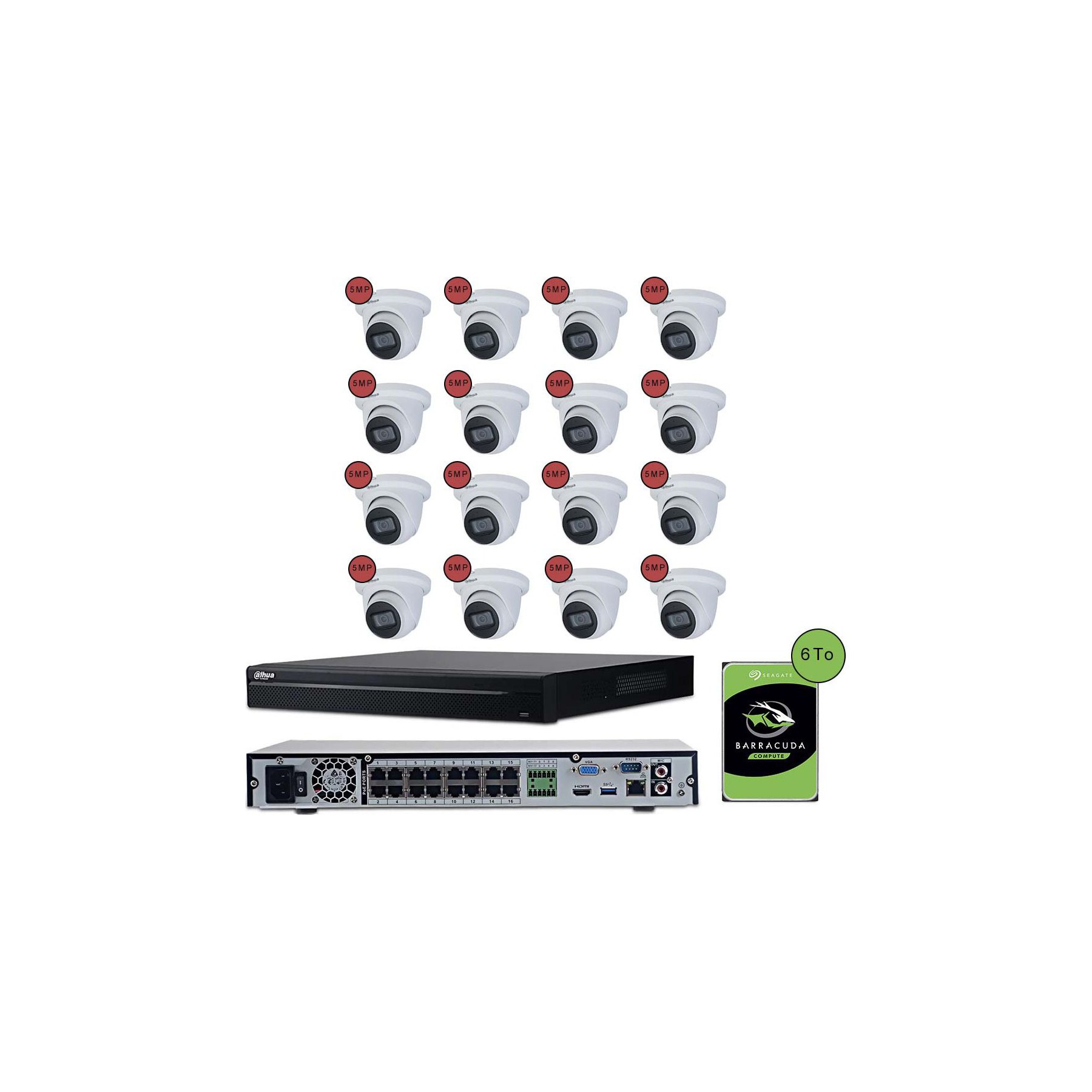 Caméra de sécurité ZAVIO Kit vidéosurveillance IP 16 caméras dôme