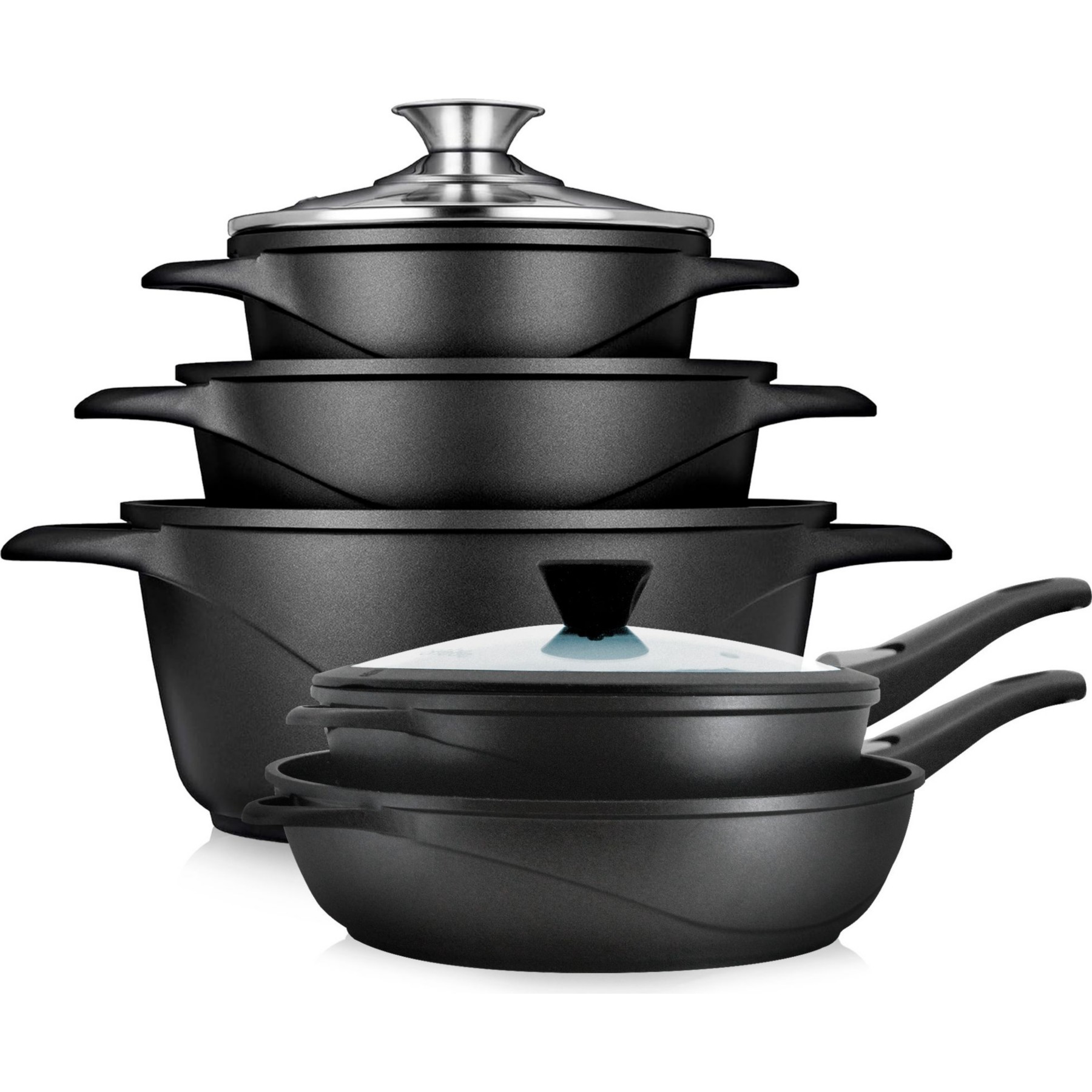 Batterie de cuisine BRIEBE Induction 3 Casseroles 2 Poêles MGK1819