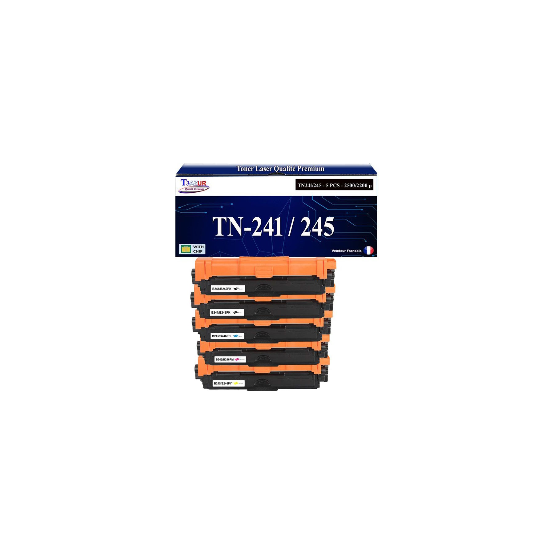 Toner T3AZUR Pour Brother MFC-9140CDN, 9342CDW (x5)