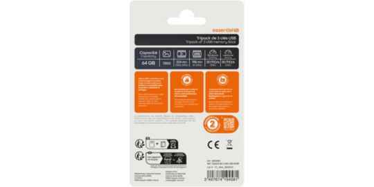 Clé USB ESSENTIELB Essentiel B CLE USB Tripack x 3 64Go