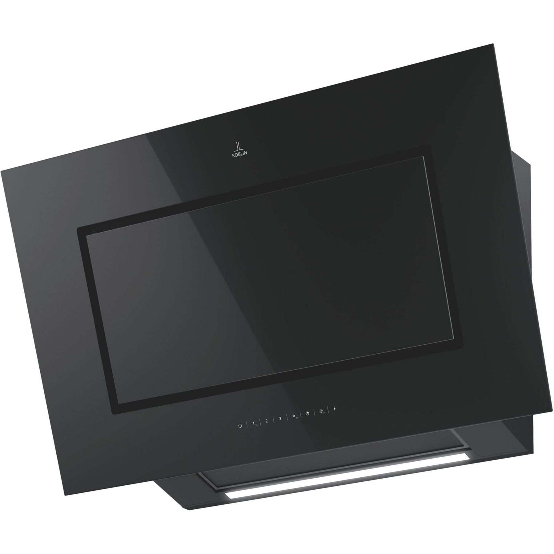 Hotte décorative murale inclinée ROBLIN CAPSULE 900 VERRE NOIR SANS MOTEUR
