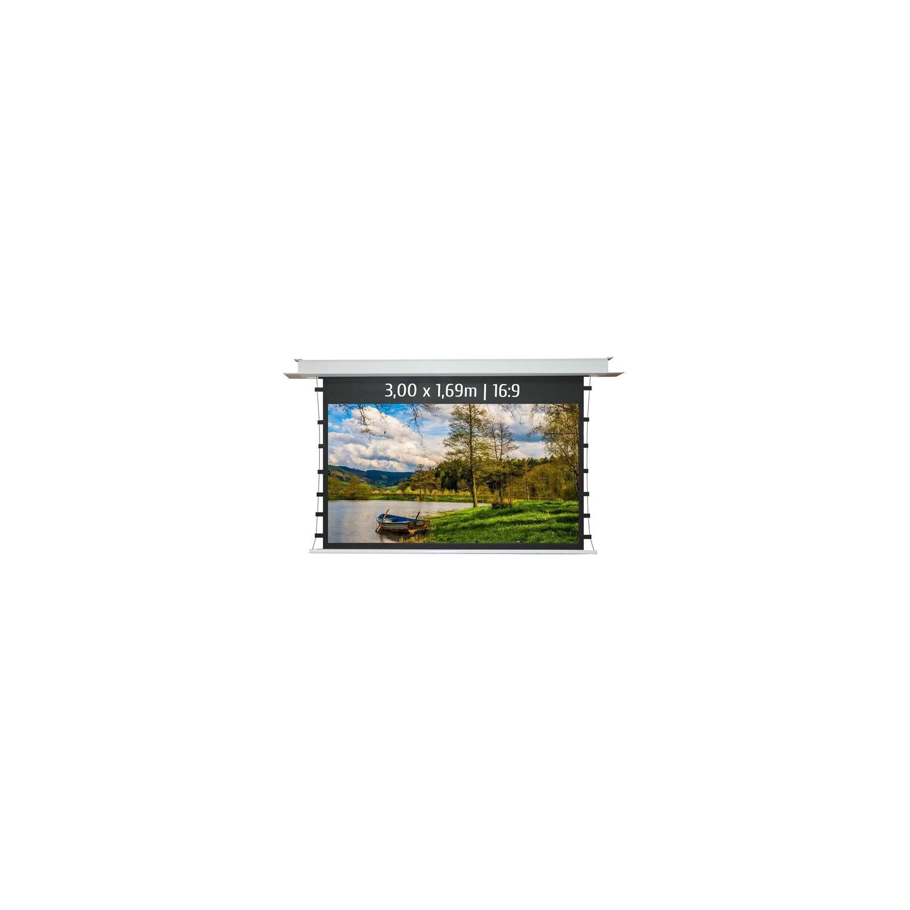Ecran de projection KIMEX elect. encastrable tensionné 3,00x1,69m