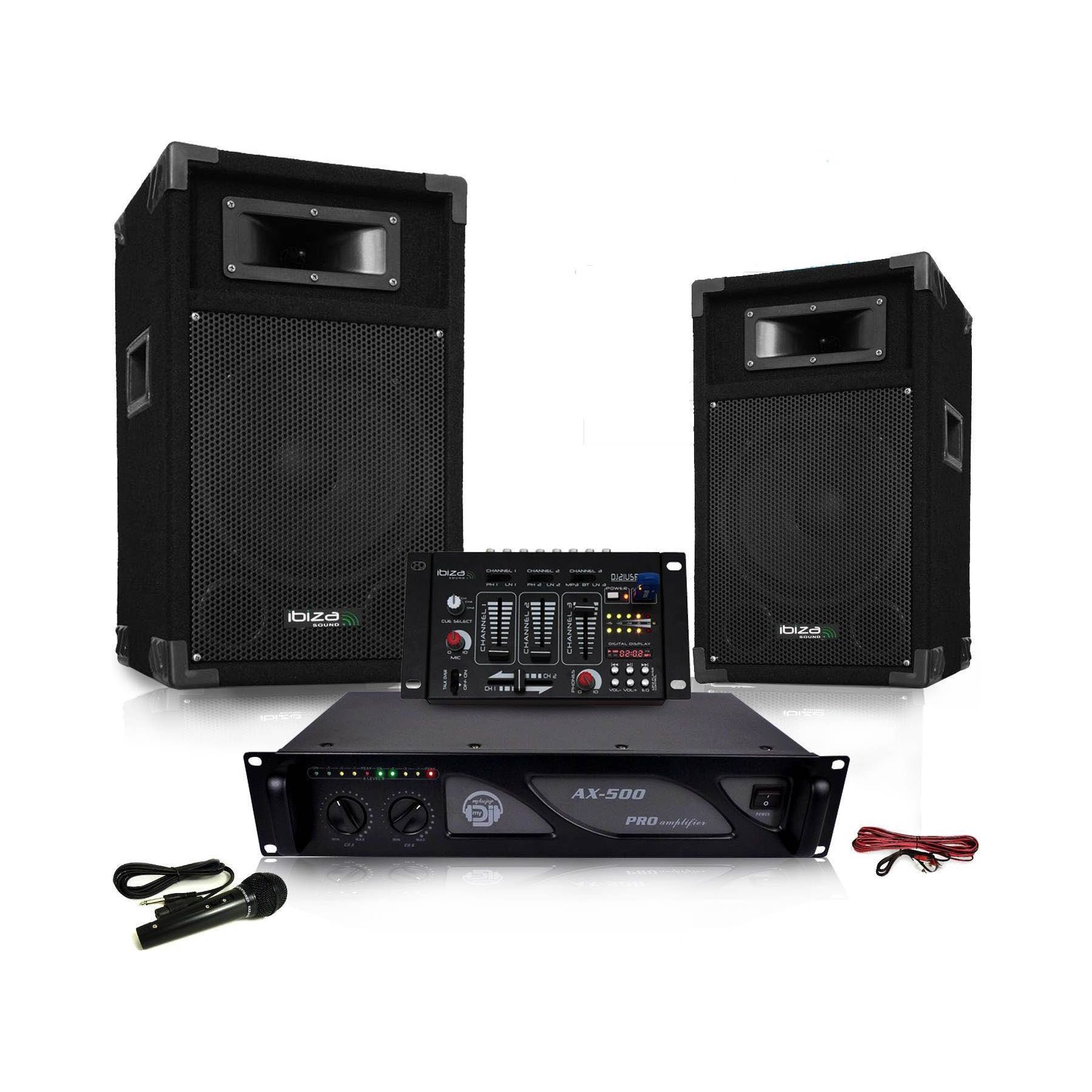 Pack sono MYDEEJAY DJ500-AX-USB ampli+HP500W Table de mix