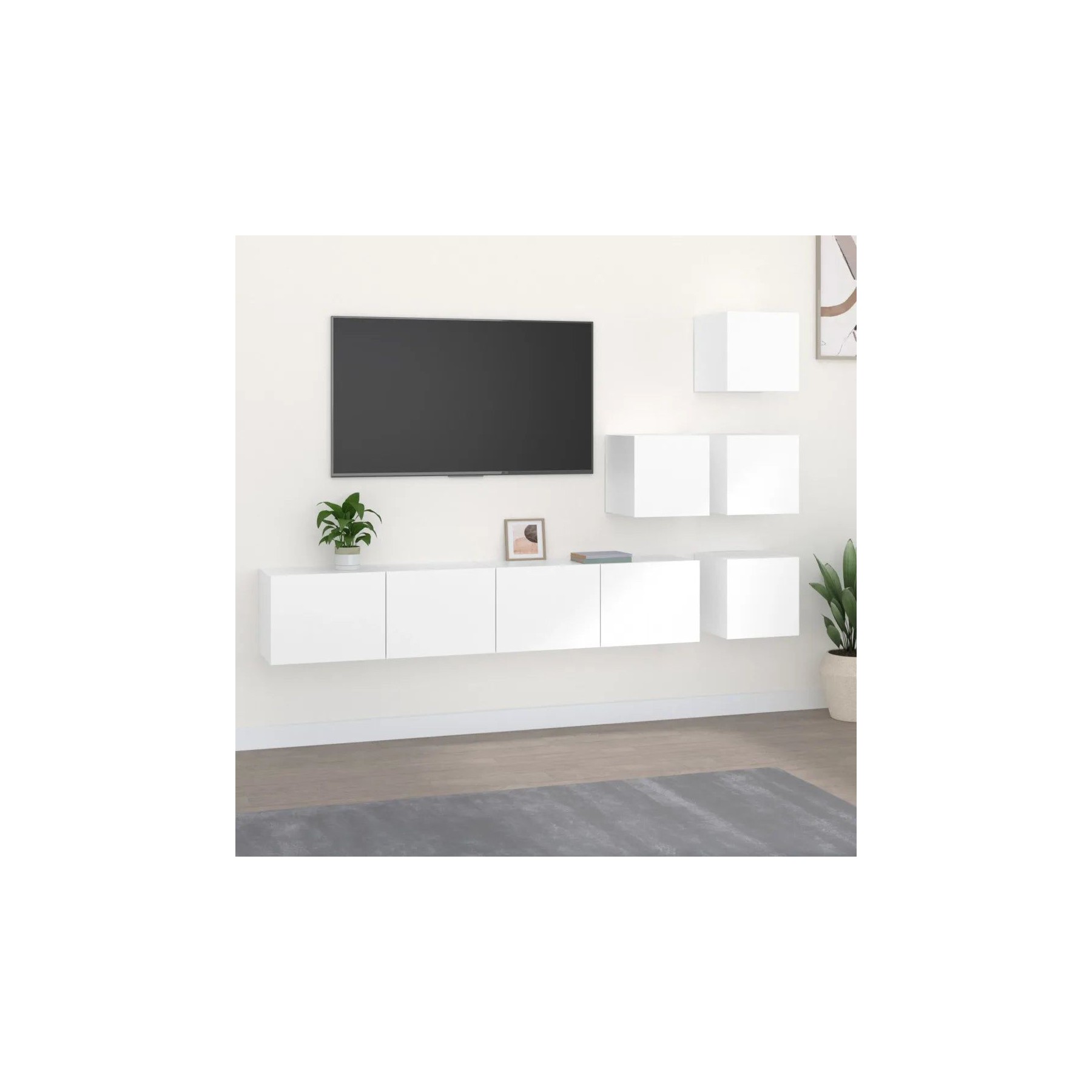 Meuble TV HELLOSHOP26 Lot de 4 meubles TV muraux design classi