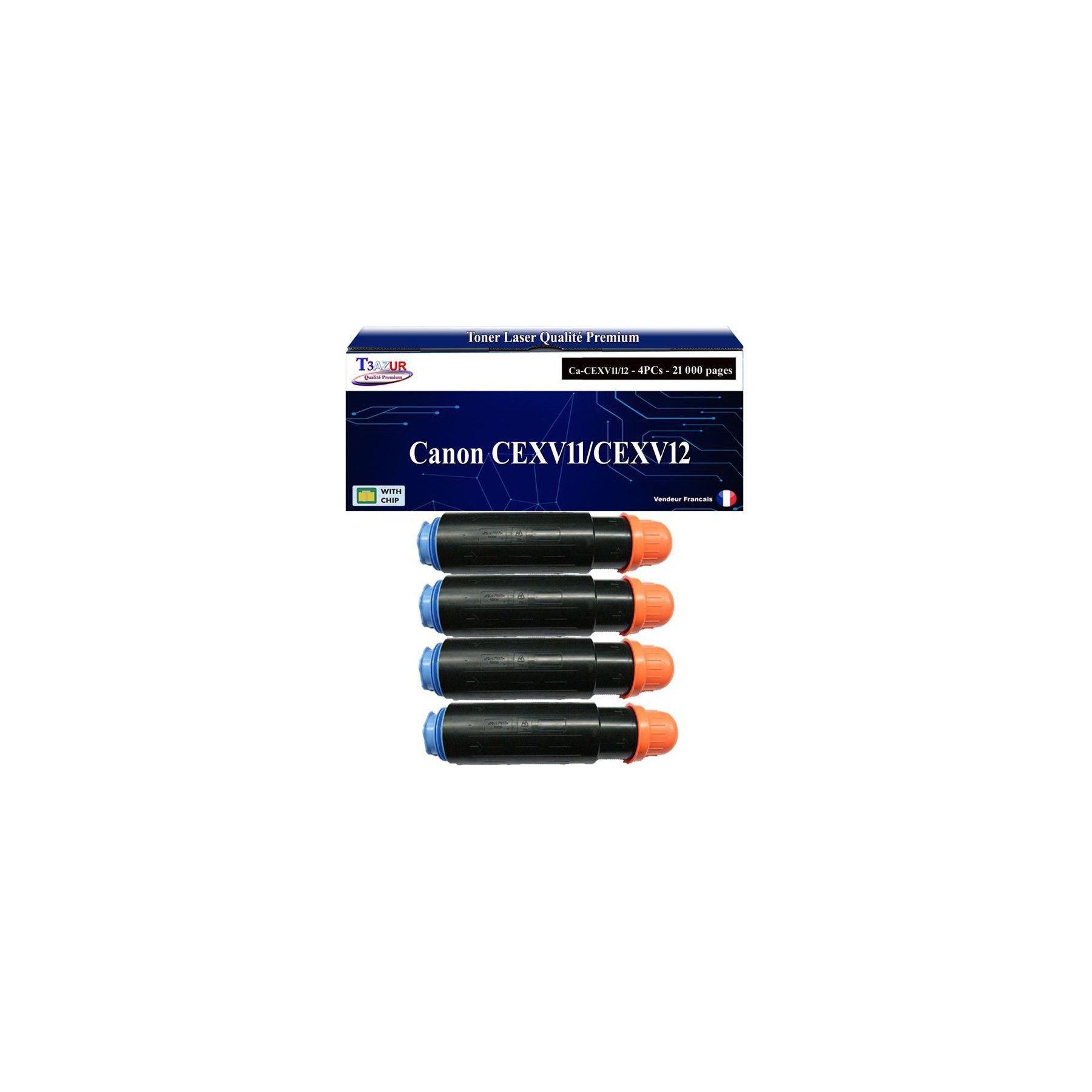Toner T3AZUR pour Canon CEXV11 / CEXV12 x4