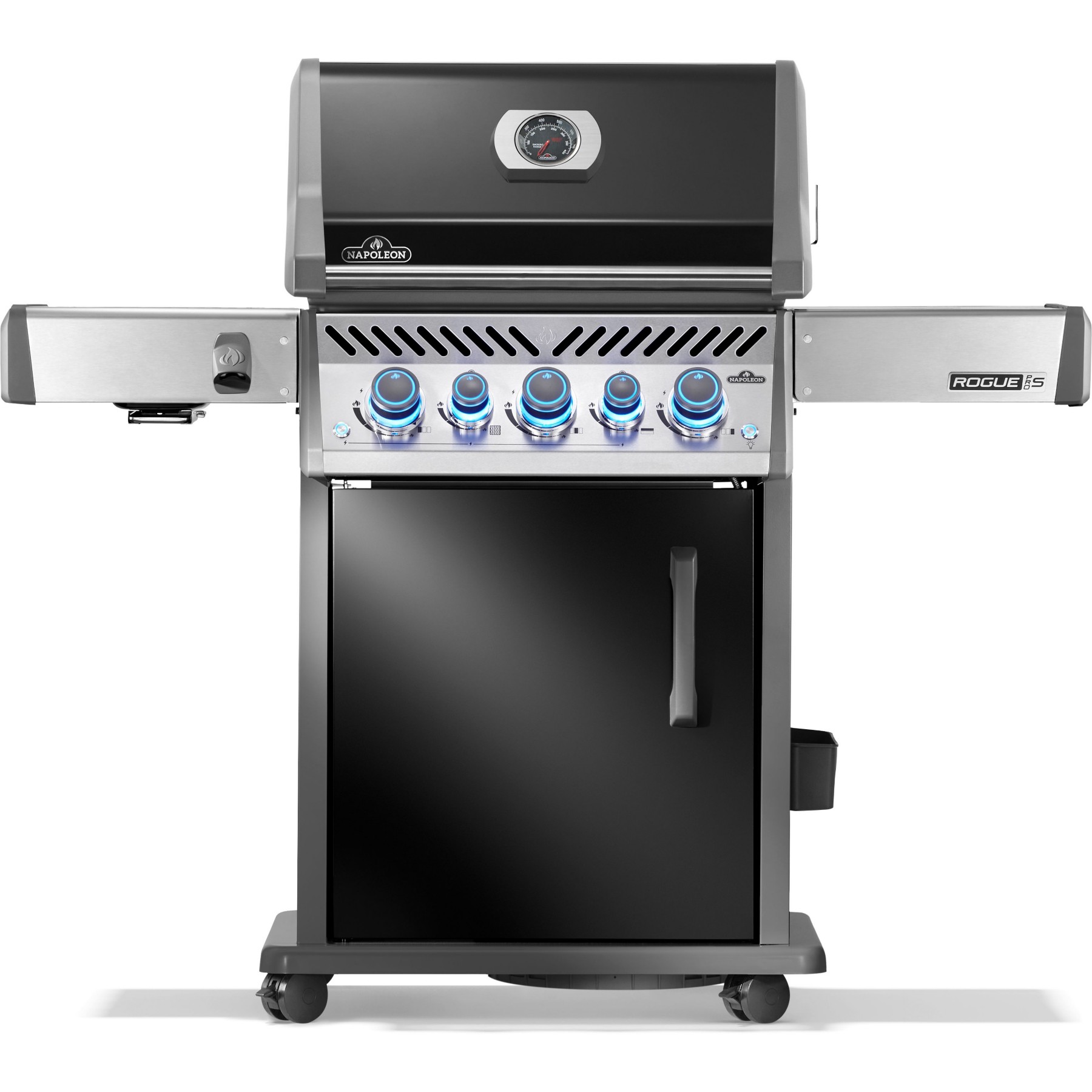 Barbecue gaz NAPOLEON Rogue RPS425RSIBPK2FRR noir 5 bruleurs sur chariot,  60x45 cm bruleurs latéral et arrière infrarouge
