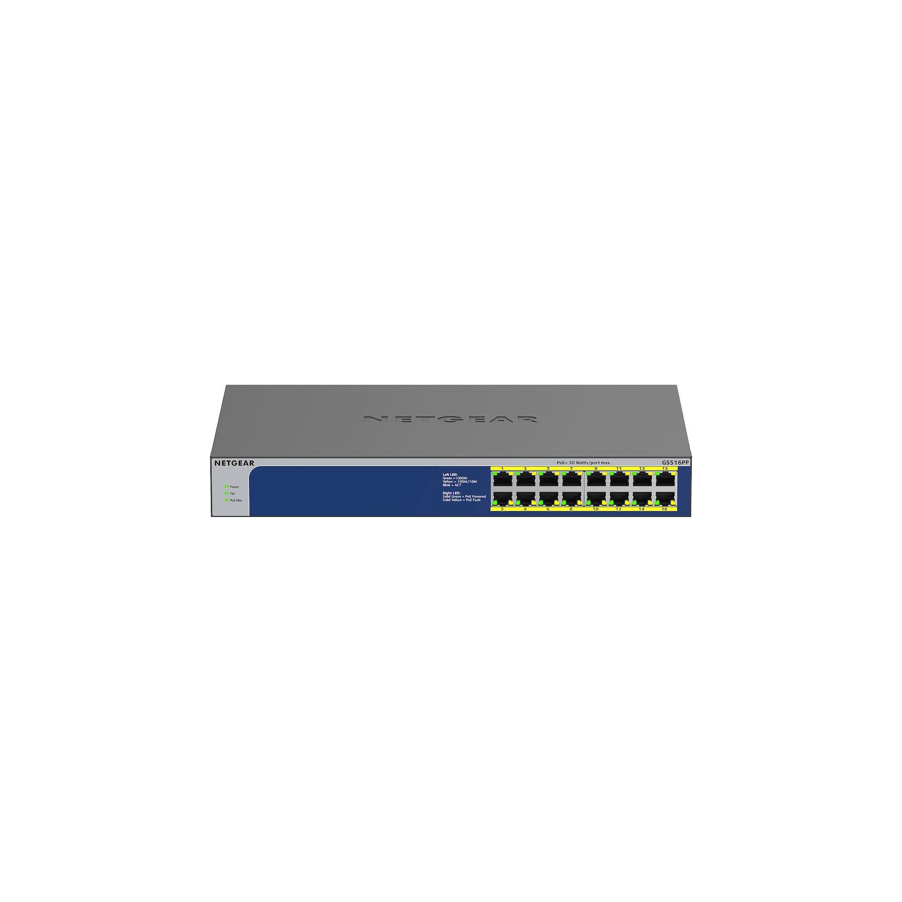Switch ethernet NETGEAR Switch RJ45 Giga 16 Ports GS516PP-100EUS