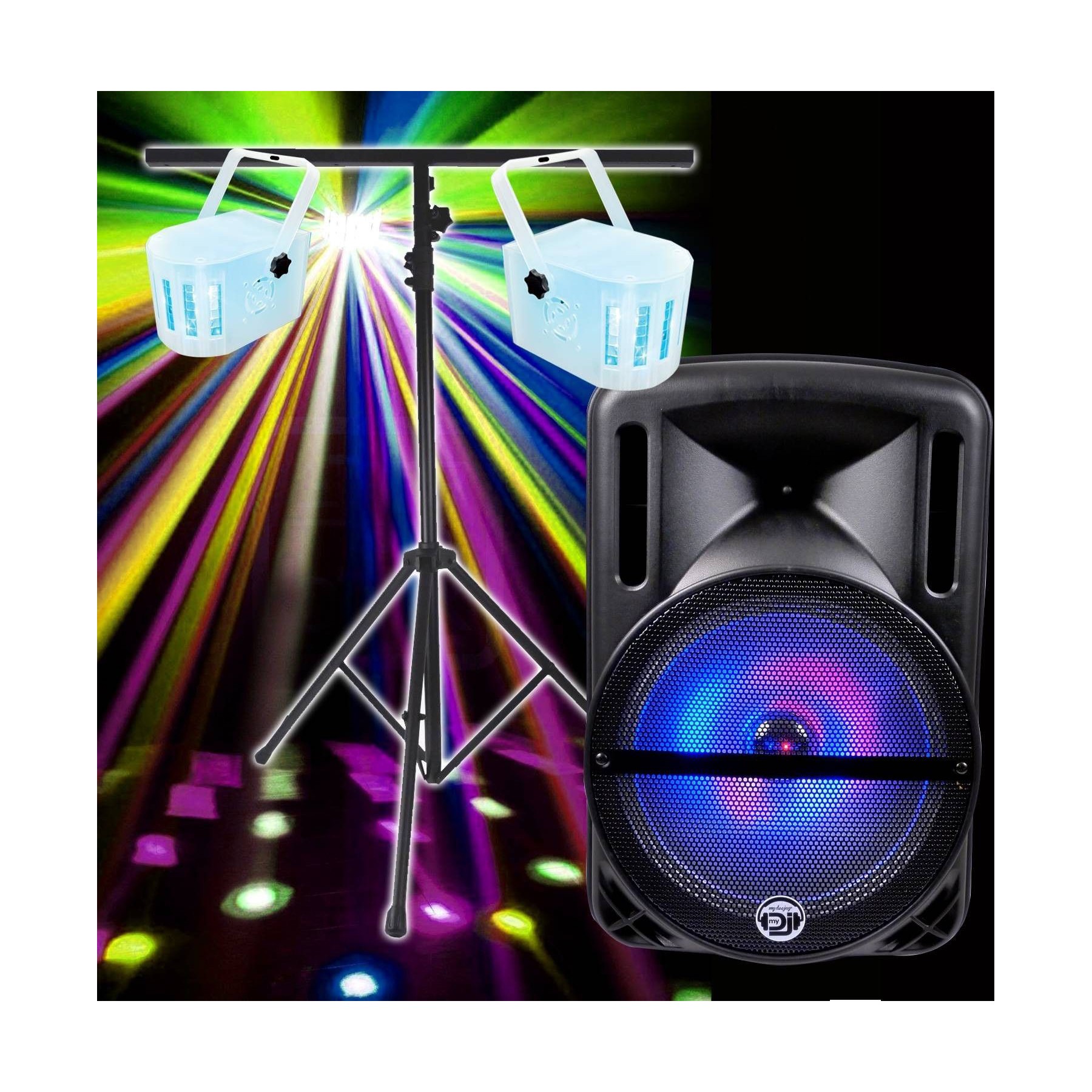 Jeu de lumières VARYTEC 500W + 2 EFFETS DERBY LEDs RGBW  + Porti