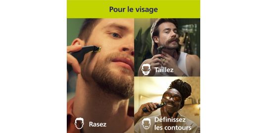 Tondeuse multi usages PHILIPS OneBlade QP6542/15, molette réglable, 14 hauteurs de coupe, précision 0,4 mm, autonomie 90 mn